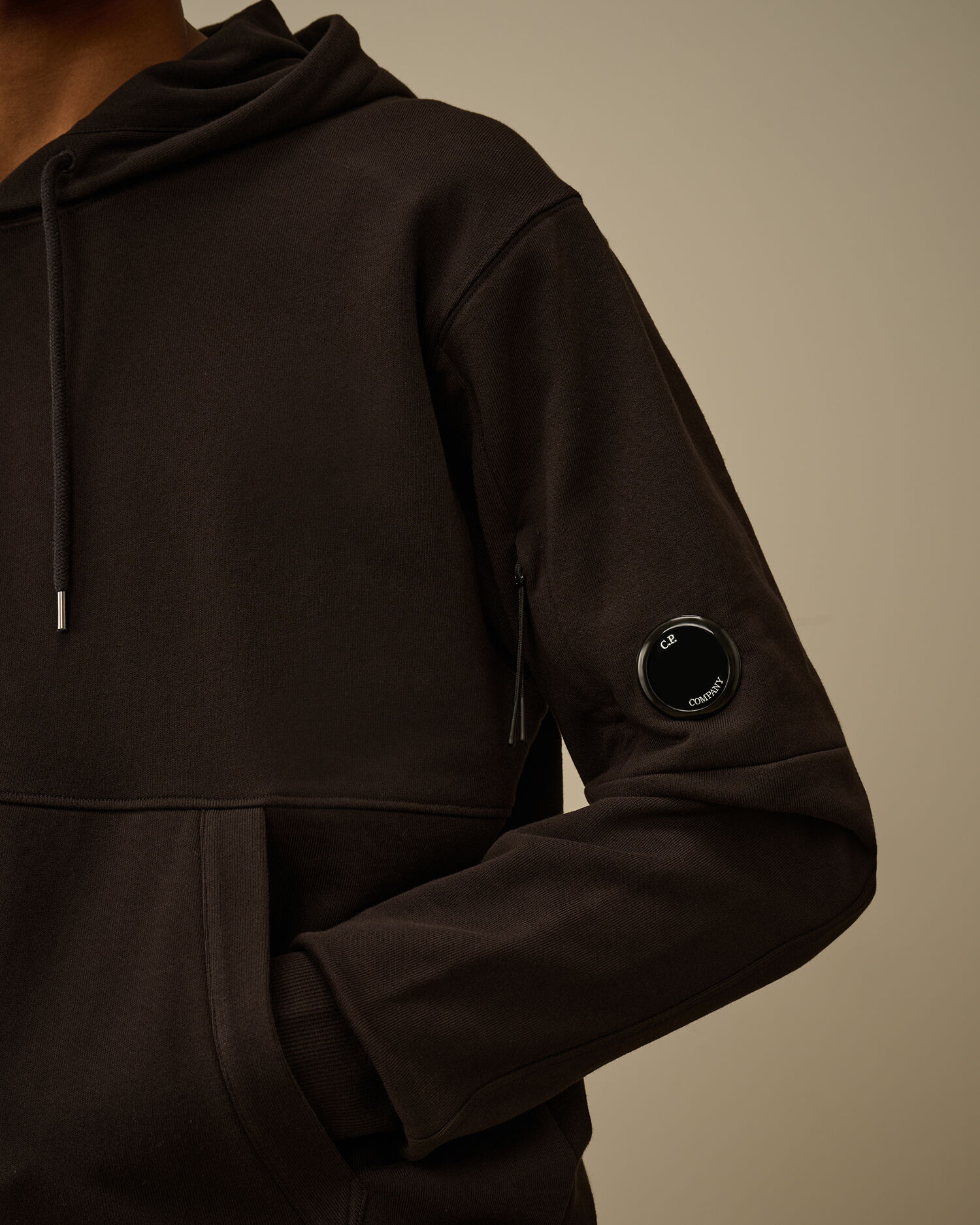 Diagonal Raised Fleece Hooded Lens Sweatshirt - 4
