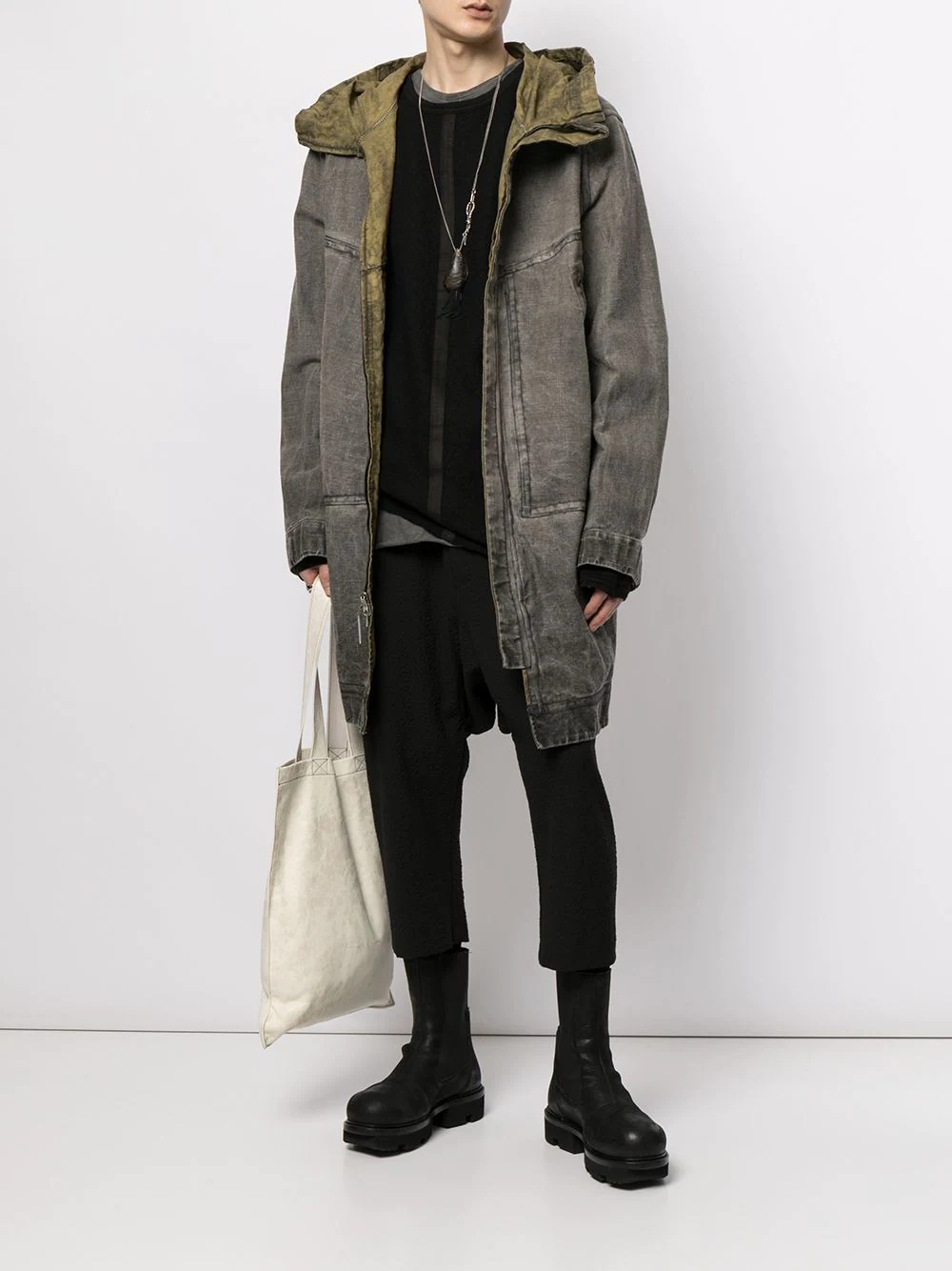 acid-wash hooded parka - 2