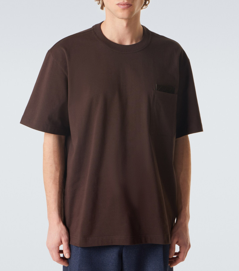 Suede-trimmed cotton jersey T-shirt 3