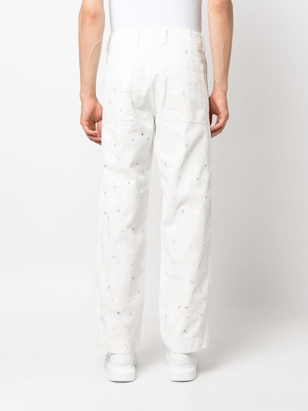 paint splatter-detail cotton jeans - 4