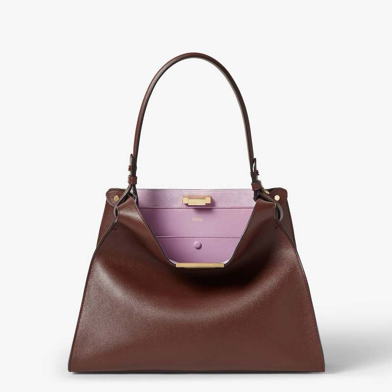 Fendi Way Medium Dark brown leather and violet suede bag 1