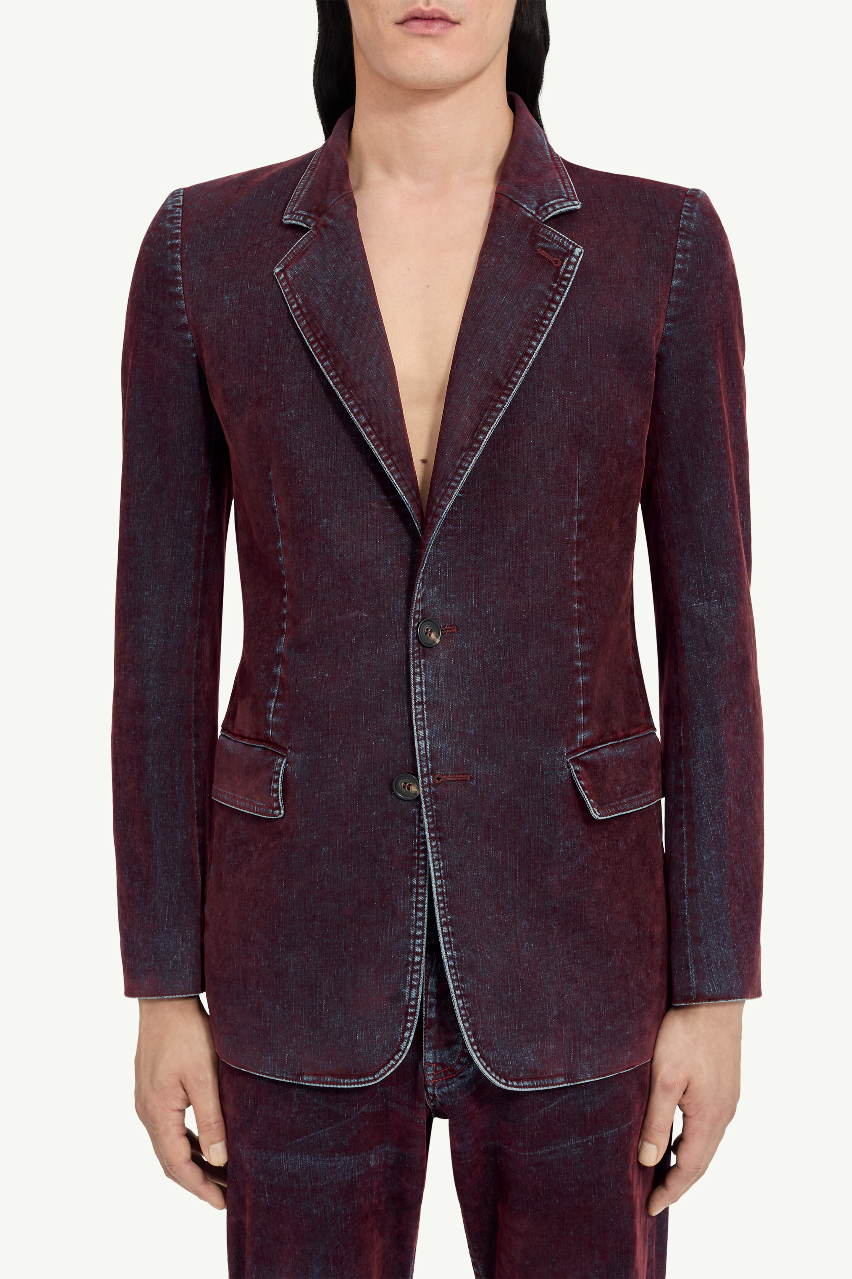 Flocked denim suit jacket - 5