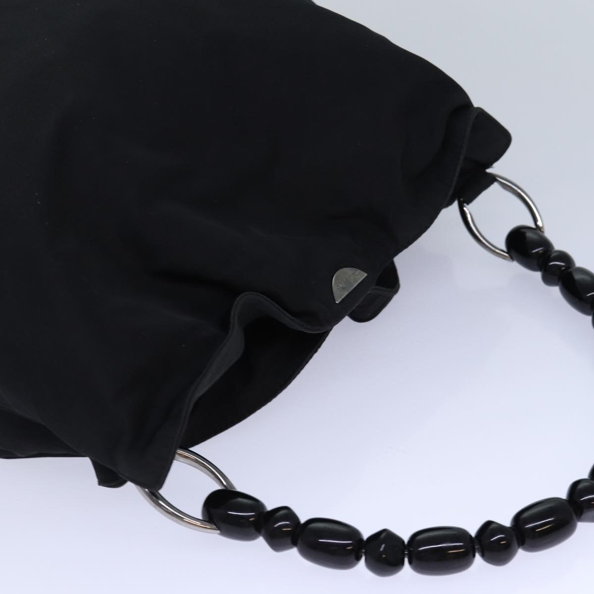 DIOR Maris Pearl Hand Bag Nylon Black Silver - 6