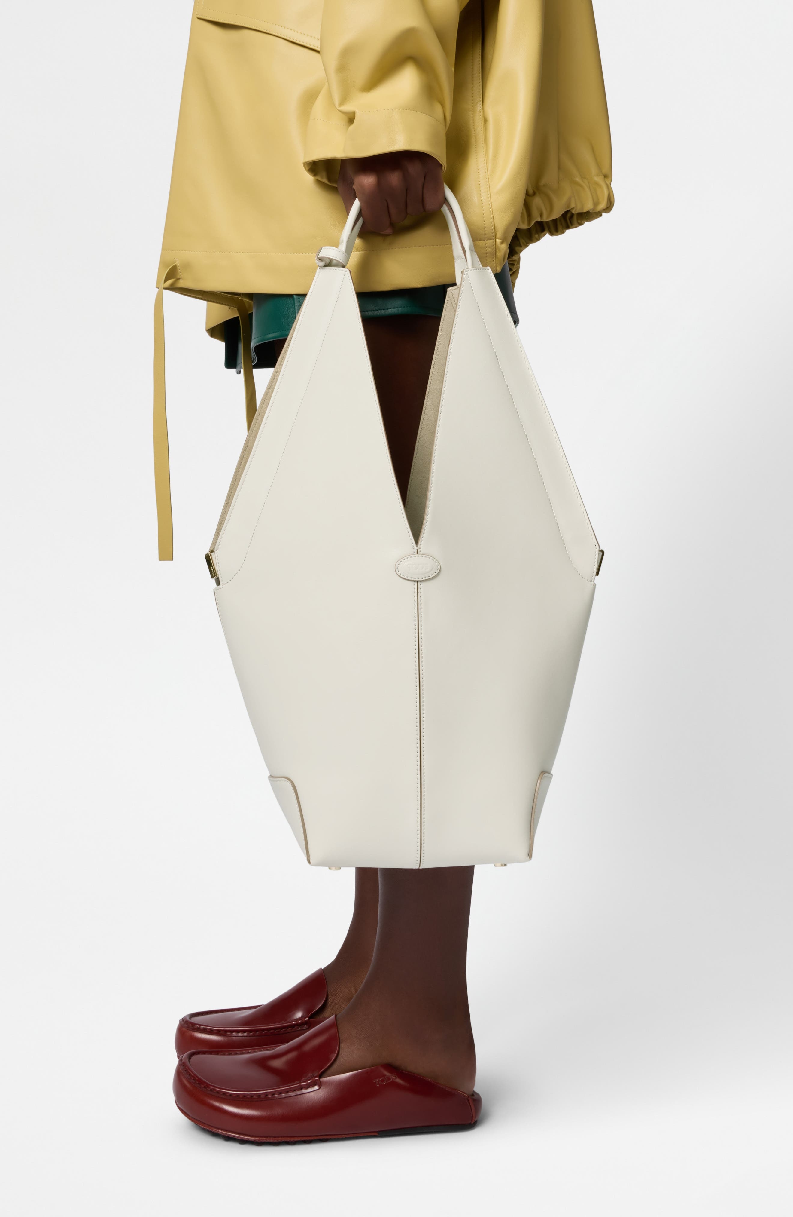 Tod's Small Sacca Leather Bucket Bag in Bianco Calce at Nordstrom - 8