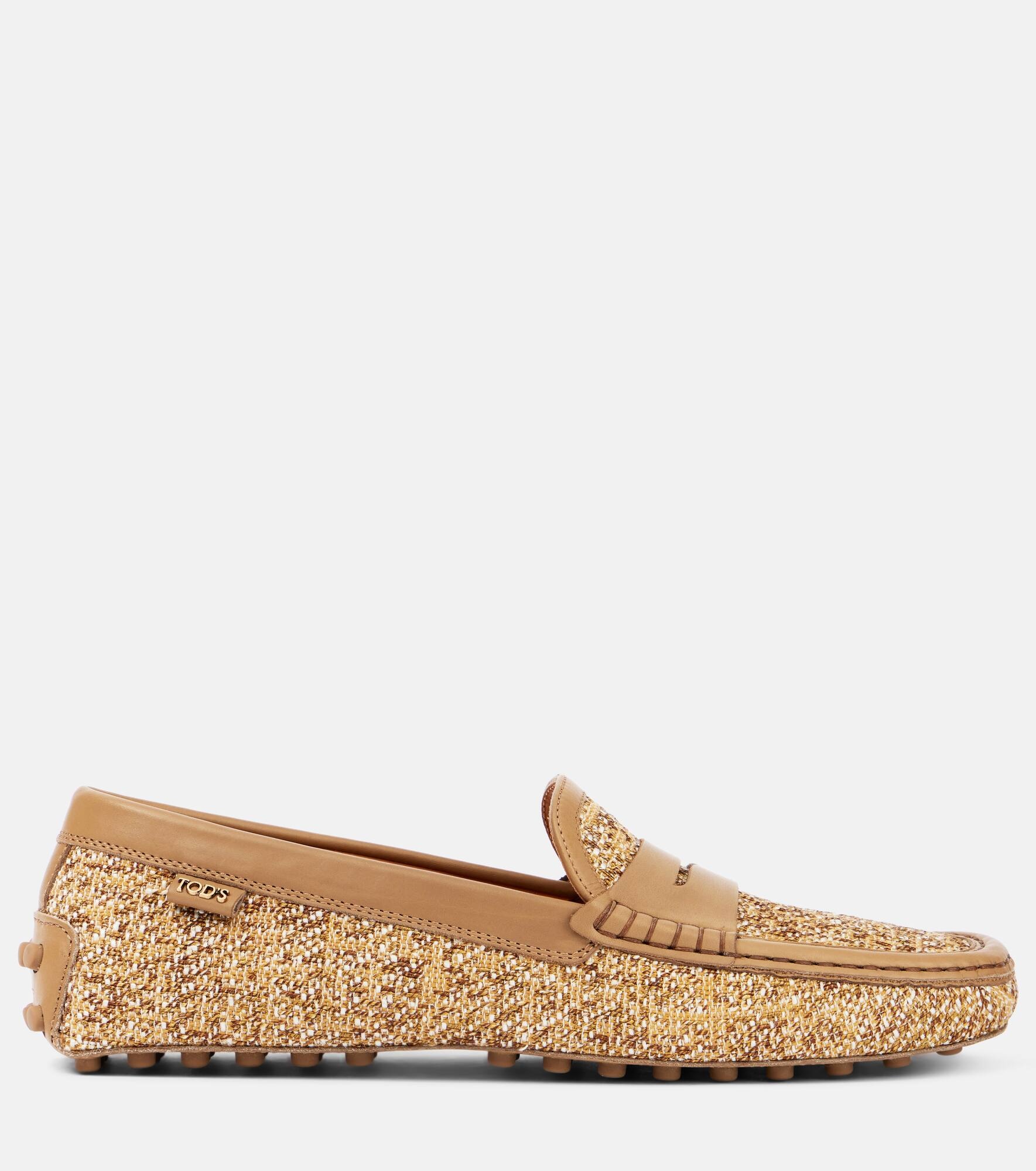 Gommino leather-trimmed tweed driving shoes - 4