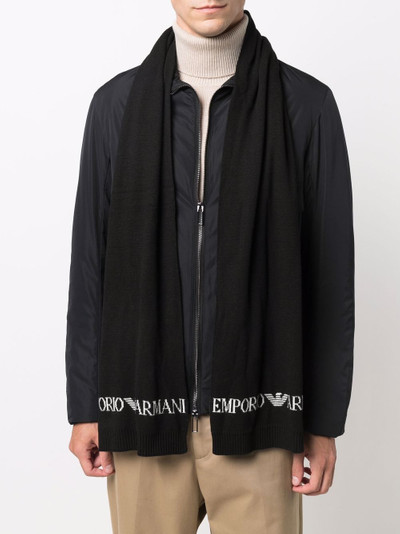 EMPORIO ARMANI intarsia-knit logo scarf outlook