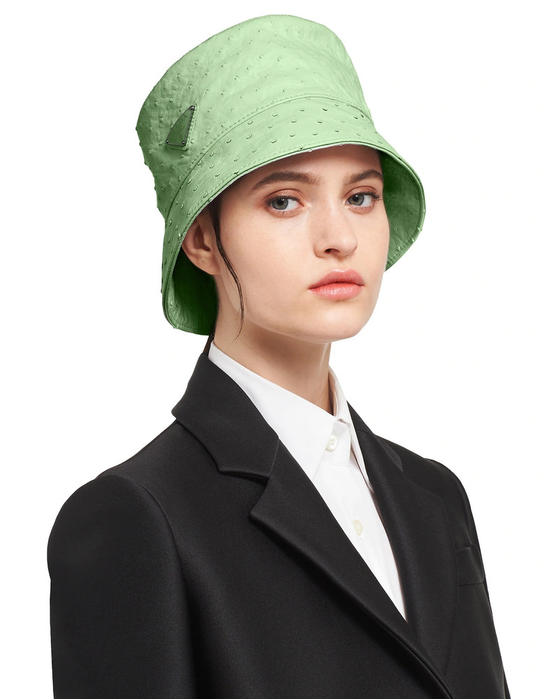 Prada Ostrich leather bucket hat outlook
