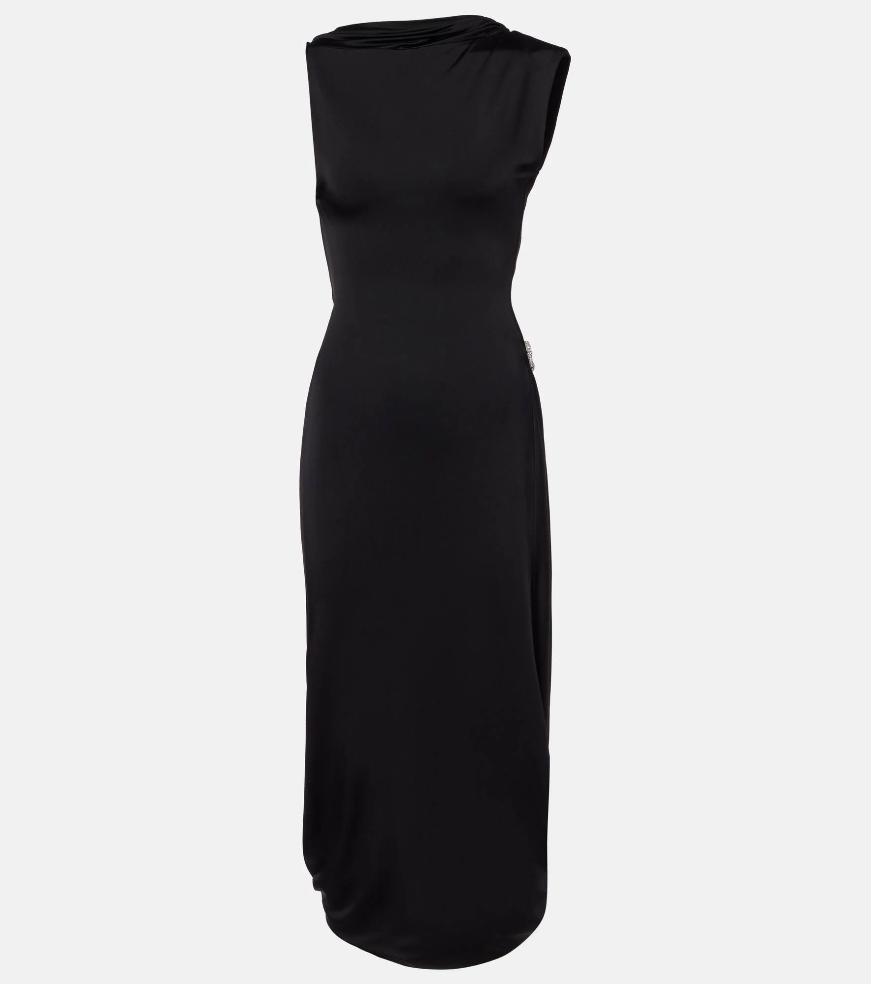 Draped embellished satin midi dress - 1