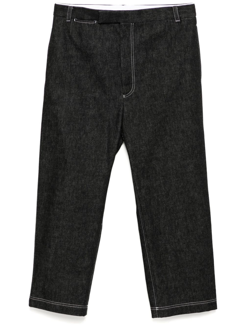 unconstructed contrast-topstitiching jeans - 1