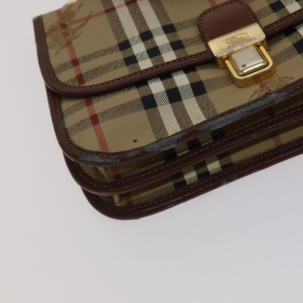 Burberry Nova Check Shoulder Bag Pvc Beige Brown Gold - 10