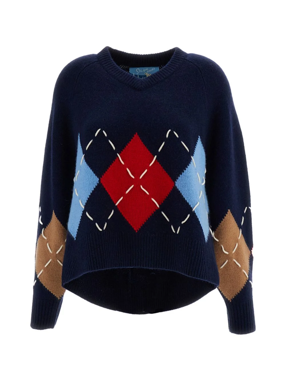Sloane argyle-intarsia V-neck sweater - 1