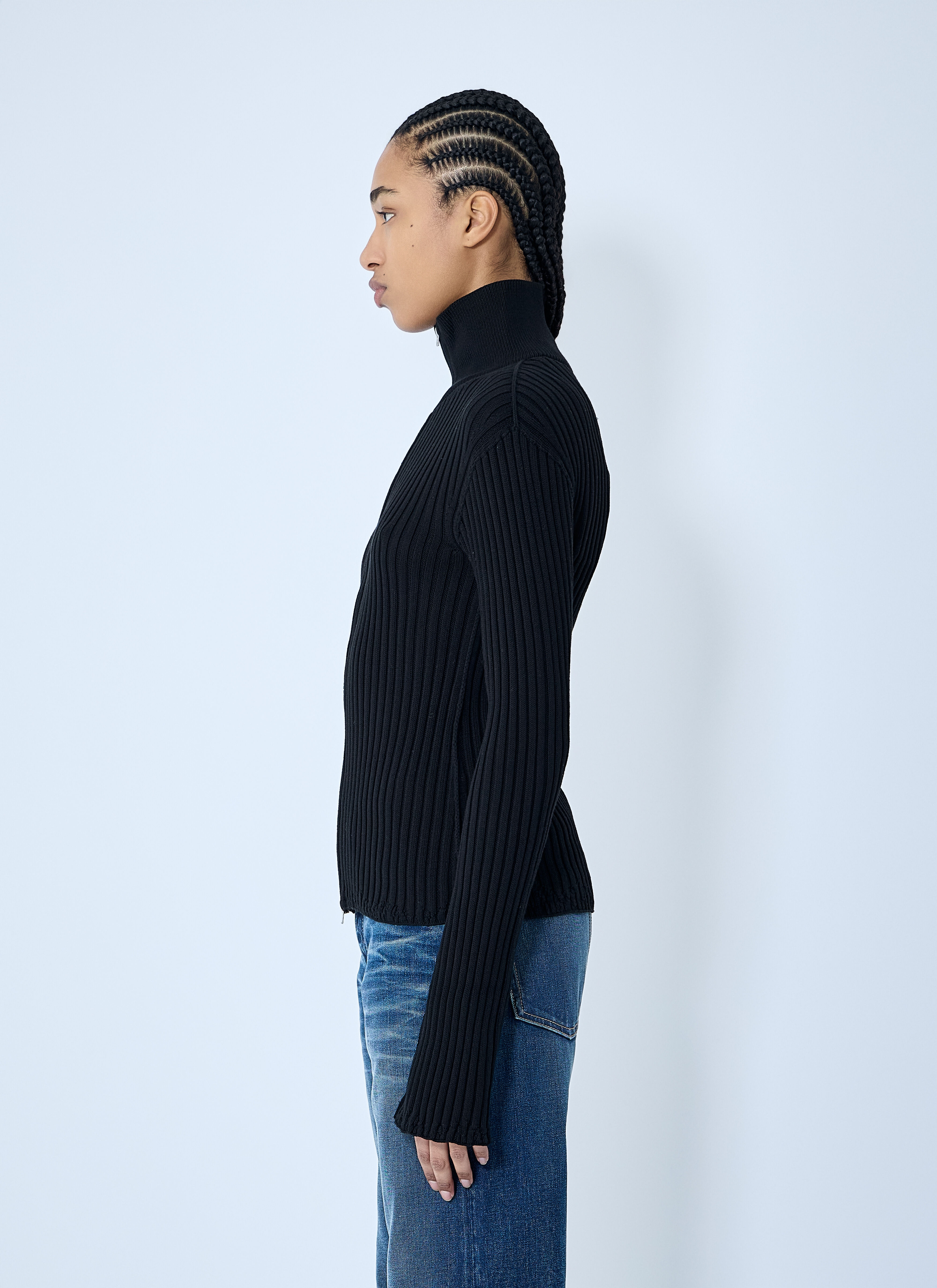 Zip-Up Knit Cardigan - 3