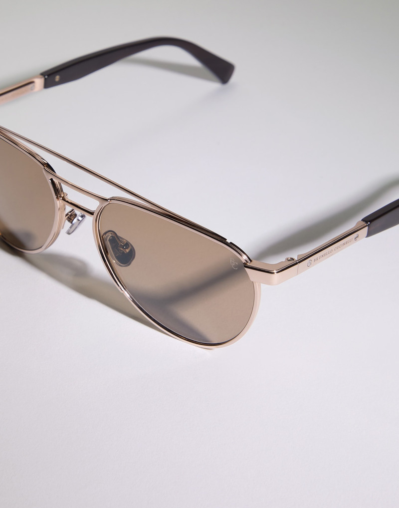 Sartorial Sunset gold-plated titanium and horn sunglasses 3