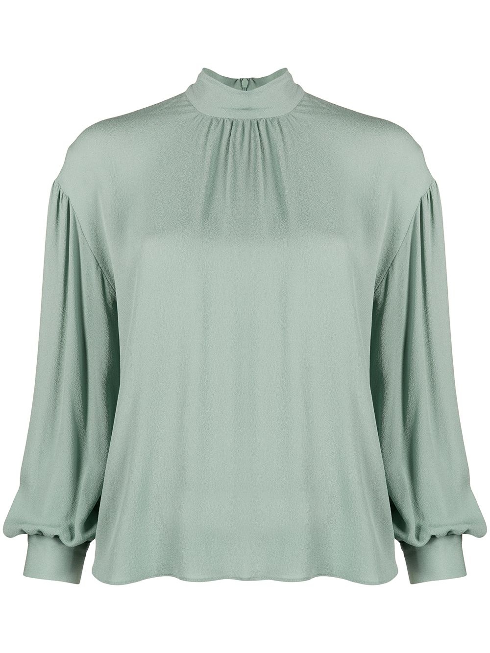 gathered-sleeve silk blouse - 1