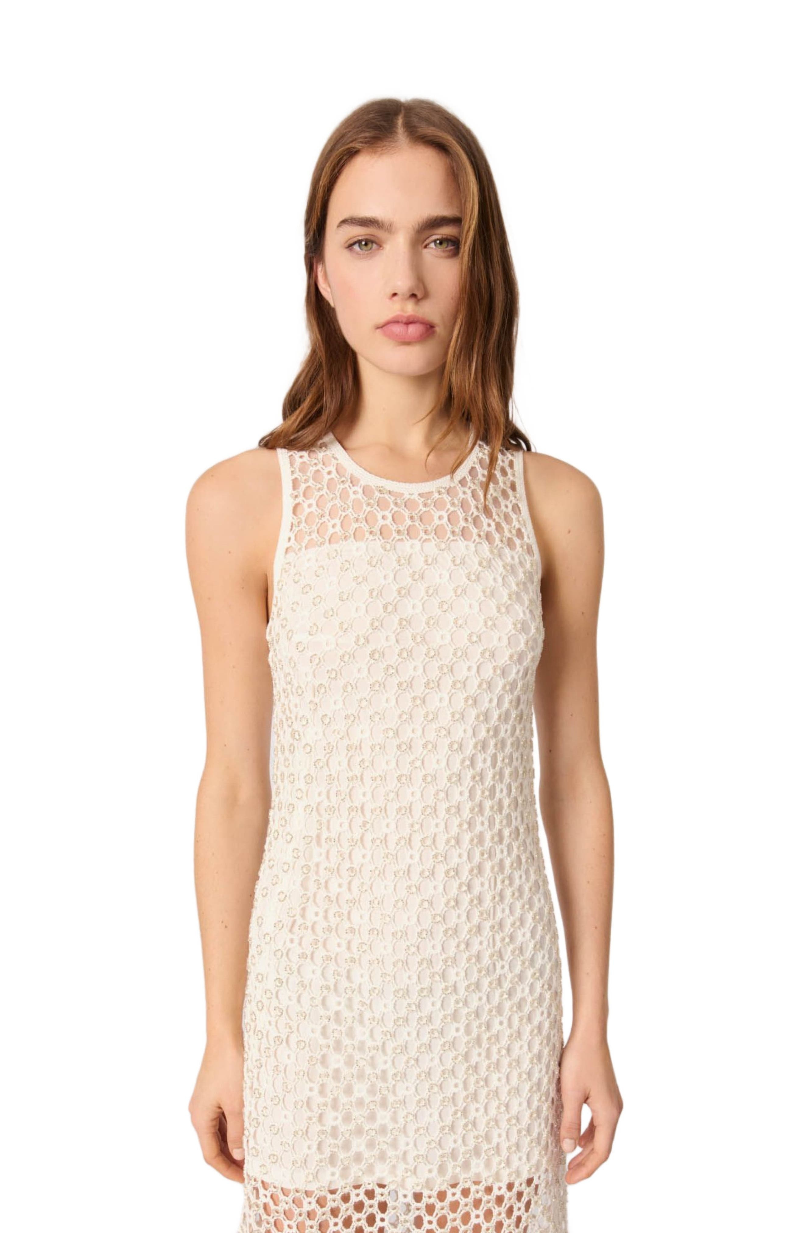 maje Beaded crochet maxi dress in White at Nordstrom - 5