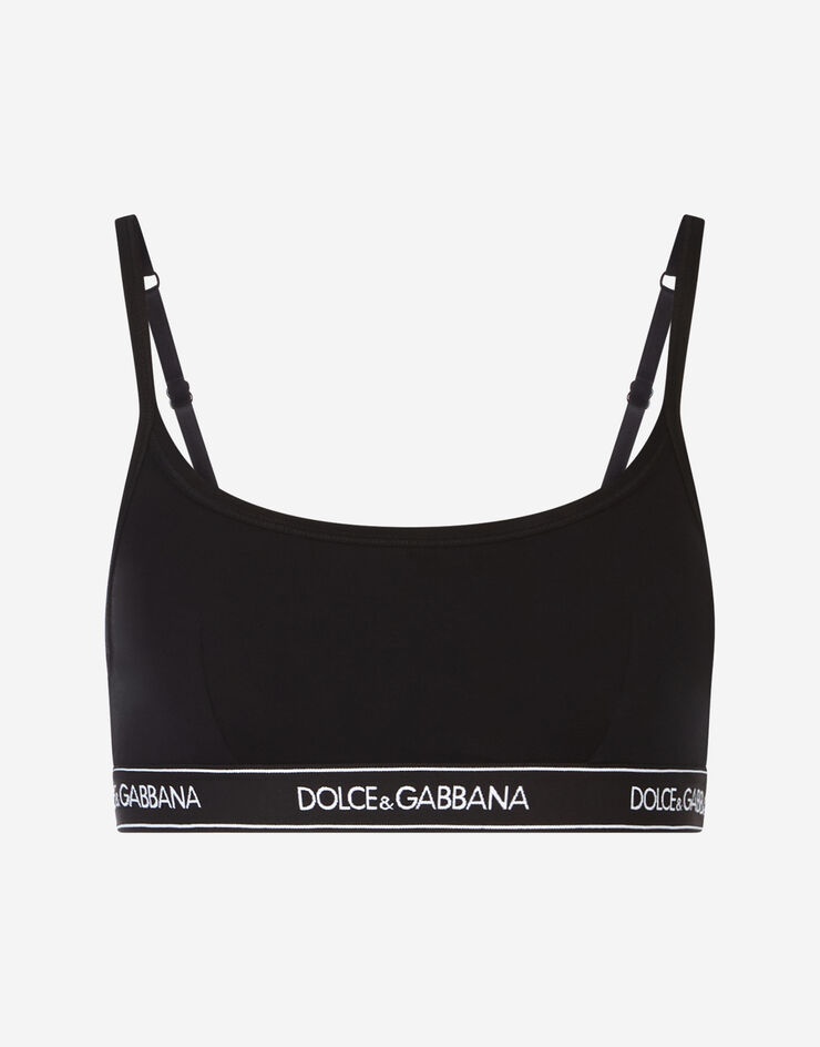 Jersey bralette with logoed strip - 1