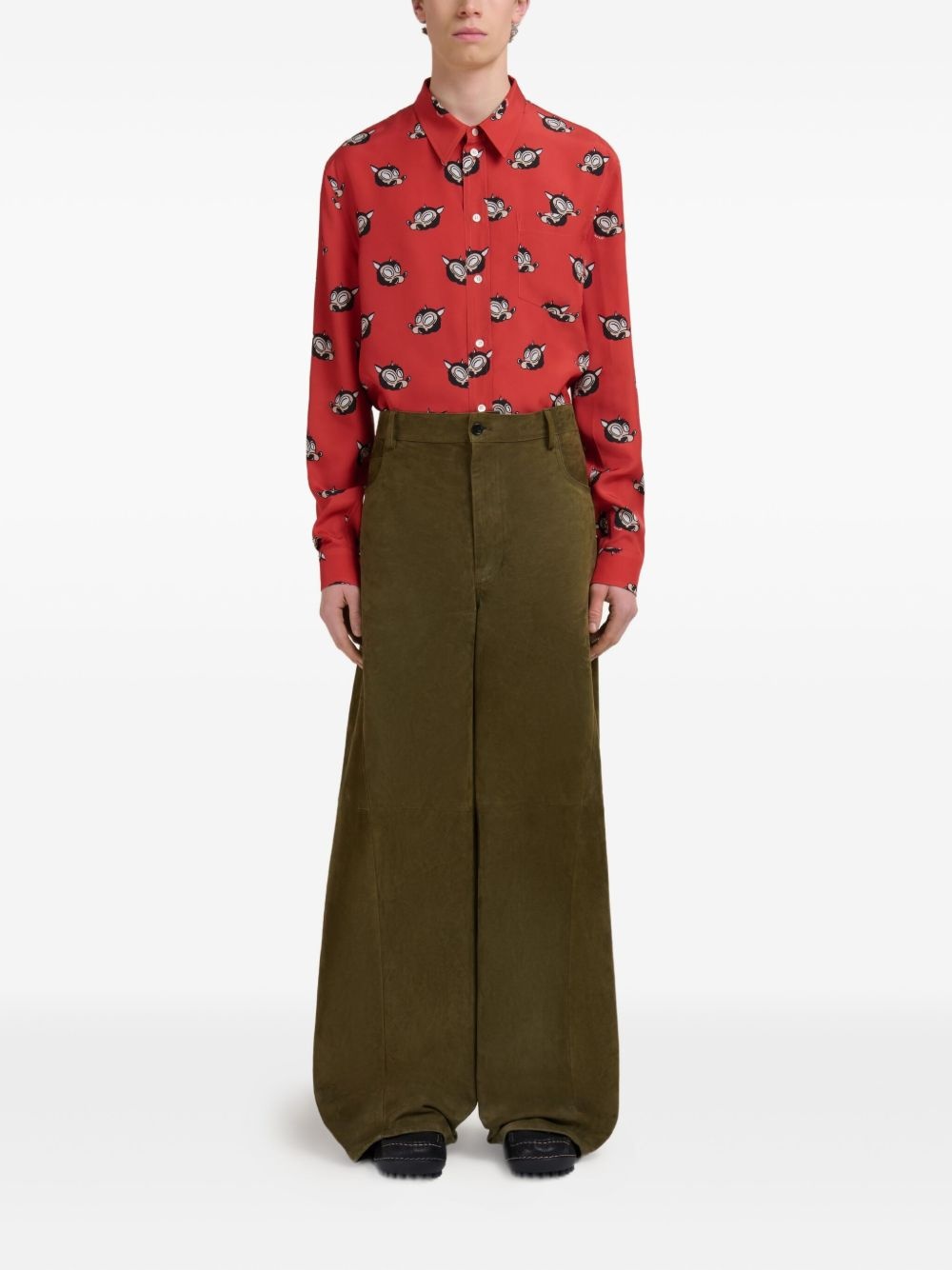 leather wide-leg trousers - 2
