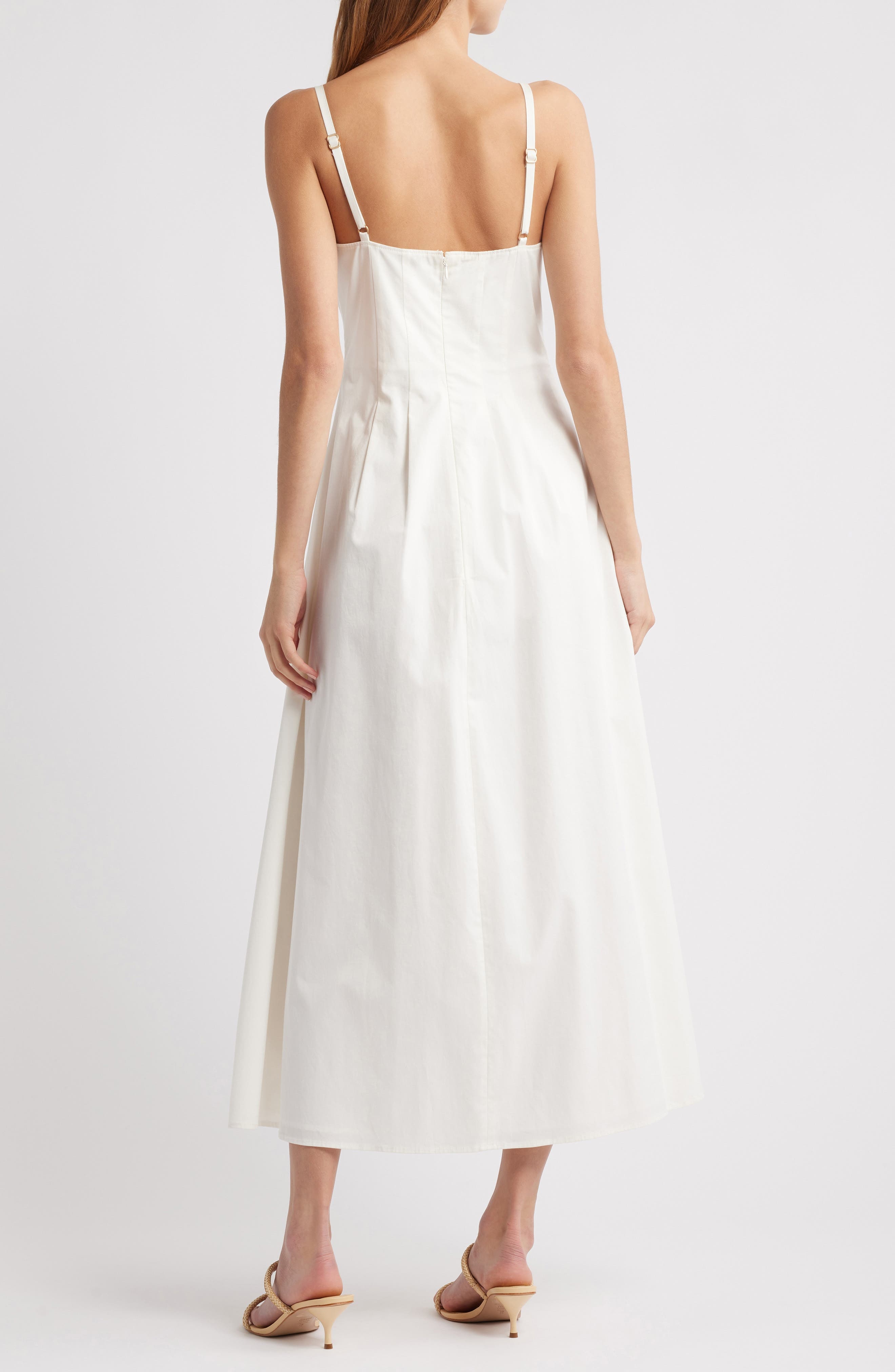 Cult Gaia Ellaria Plunge Stretch Poplin Midi Dress in Off White at Nordstrom - 2