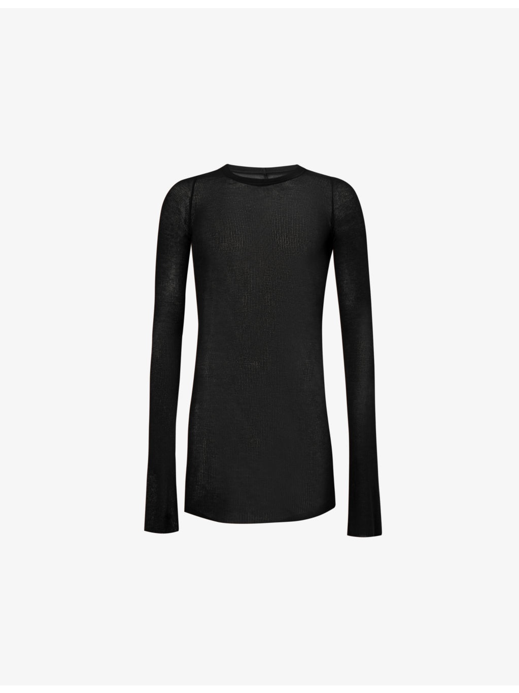 Ribbed Crew-Neck Slim-Fit Woven-Blend Top - 1