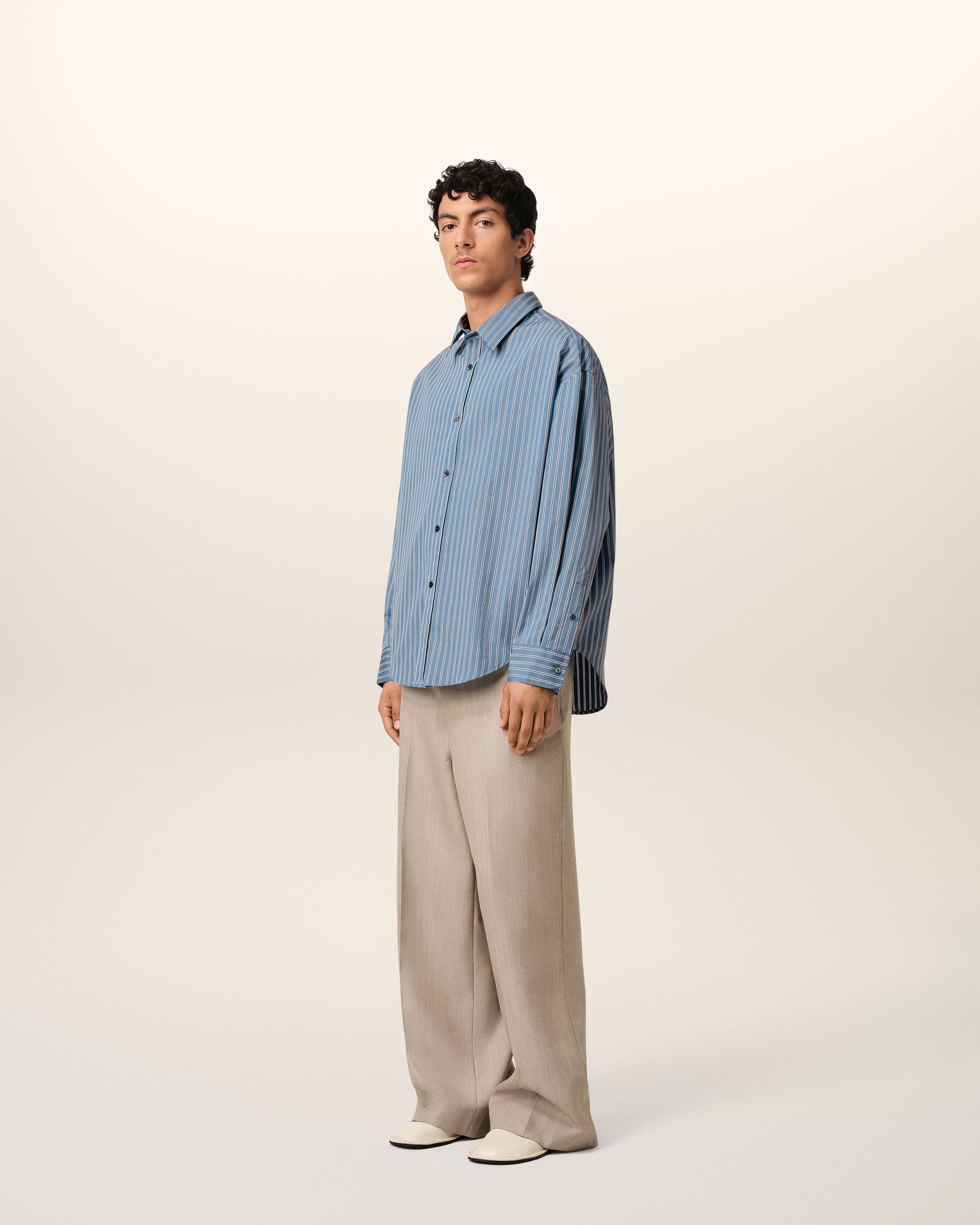 BLUE COTTON BOXY FIT SHIRT - 6
