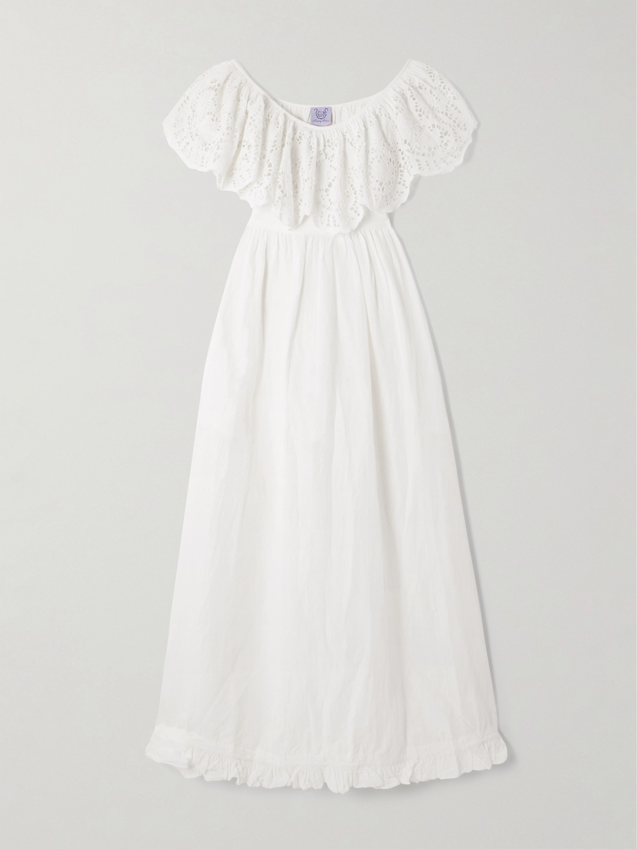Milos Ruffled Broderie Anglaise Linen And Cotton-blend Maxi Dress - 1