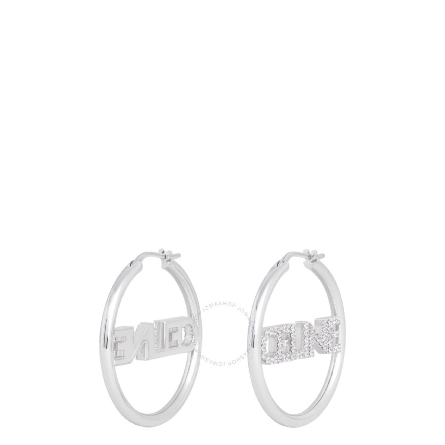Celine Monochroms Strass Hoop Earrings - 2