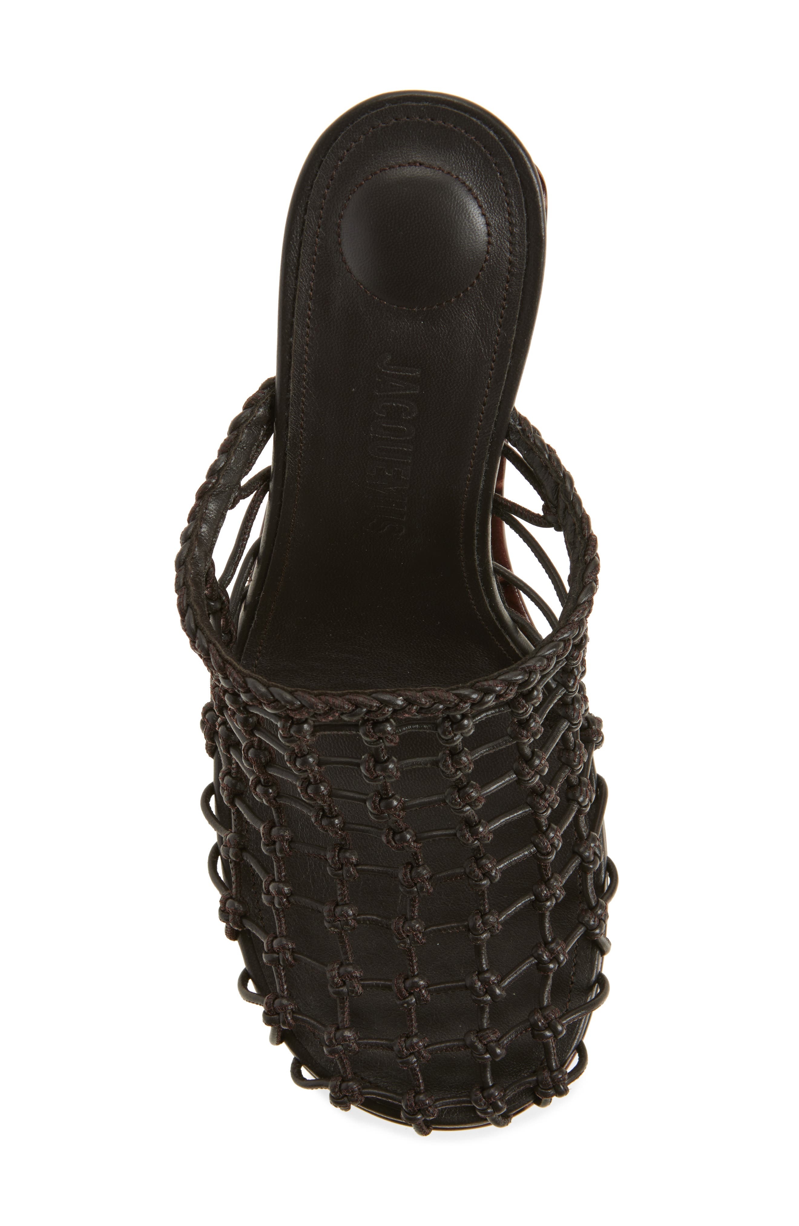 Jacquemus Doubles Tresses Stacked Wedge Sandal in Dark Brown at Nordstrom - 5