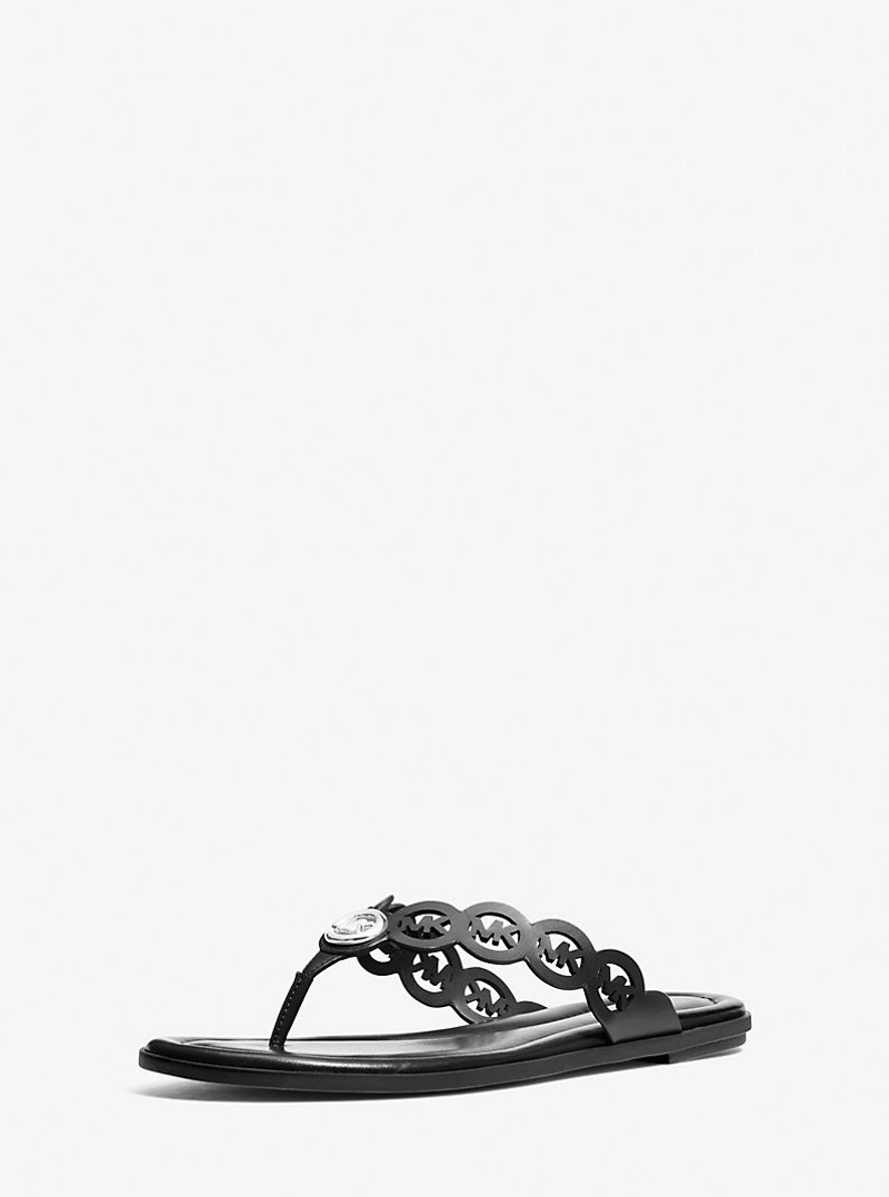 MICHAEL KORS Janie Perforated Logo Leather Sandal outlook