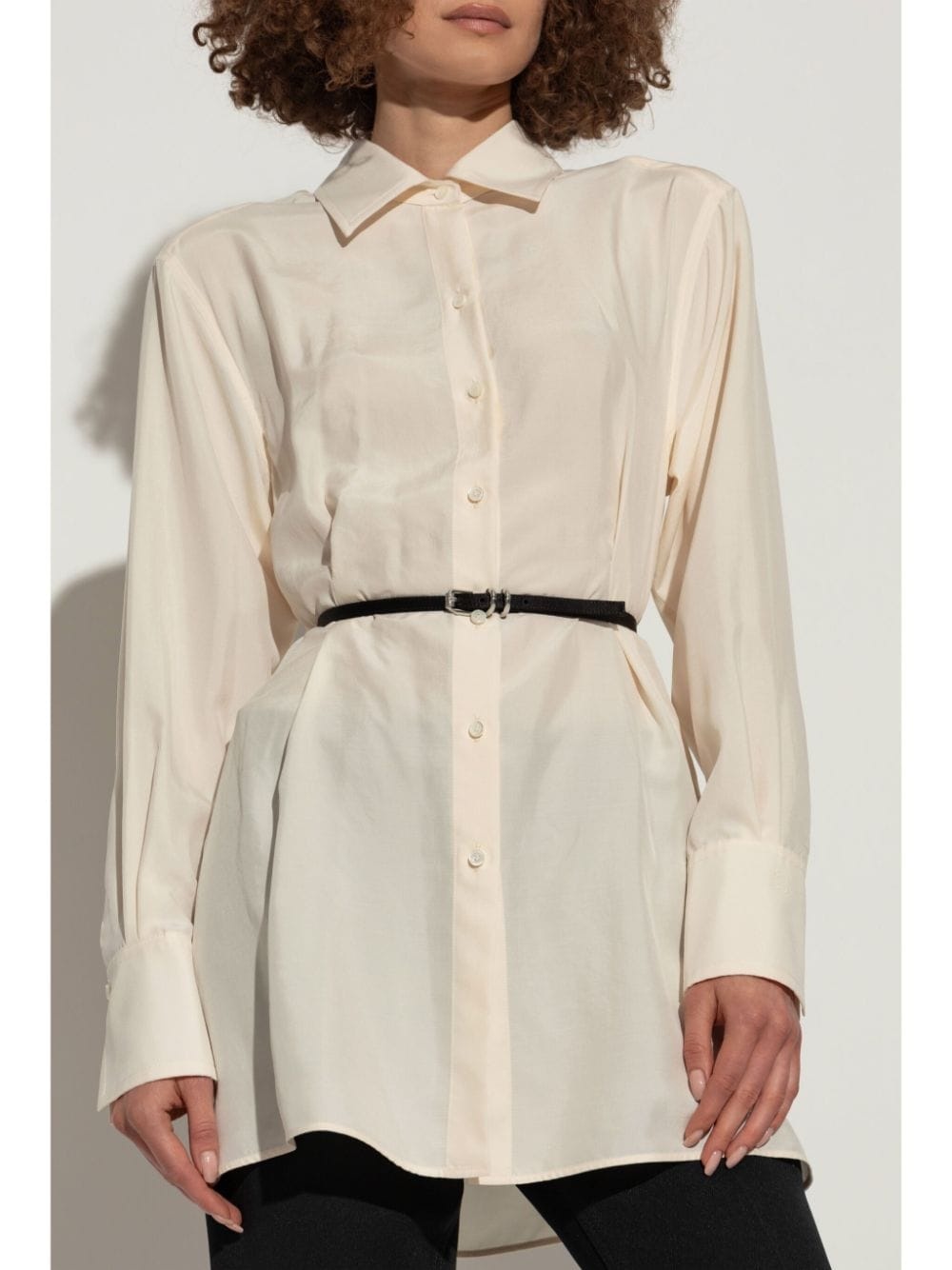 belted silk shirt - 3