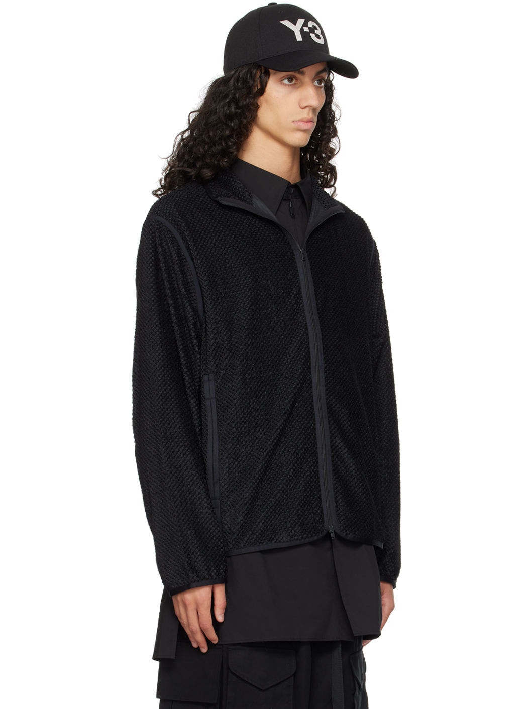 Black Waffle Warp Knit Jacket - 2