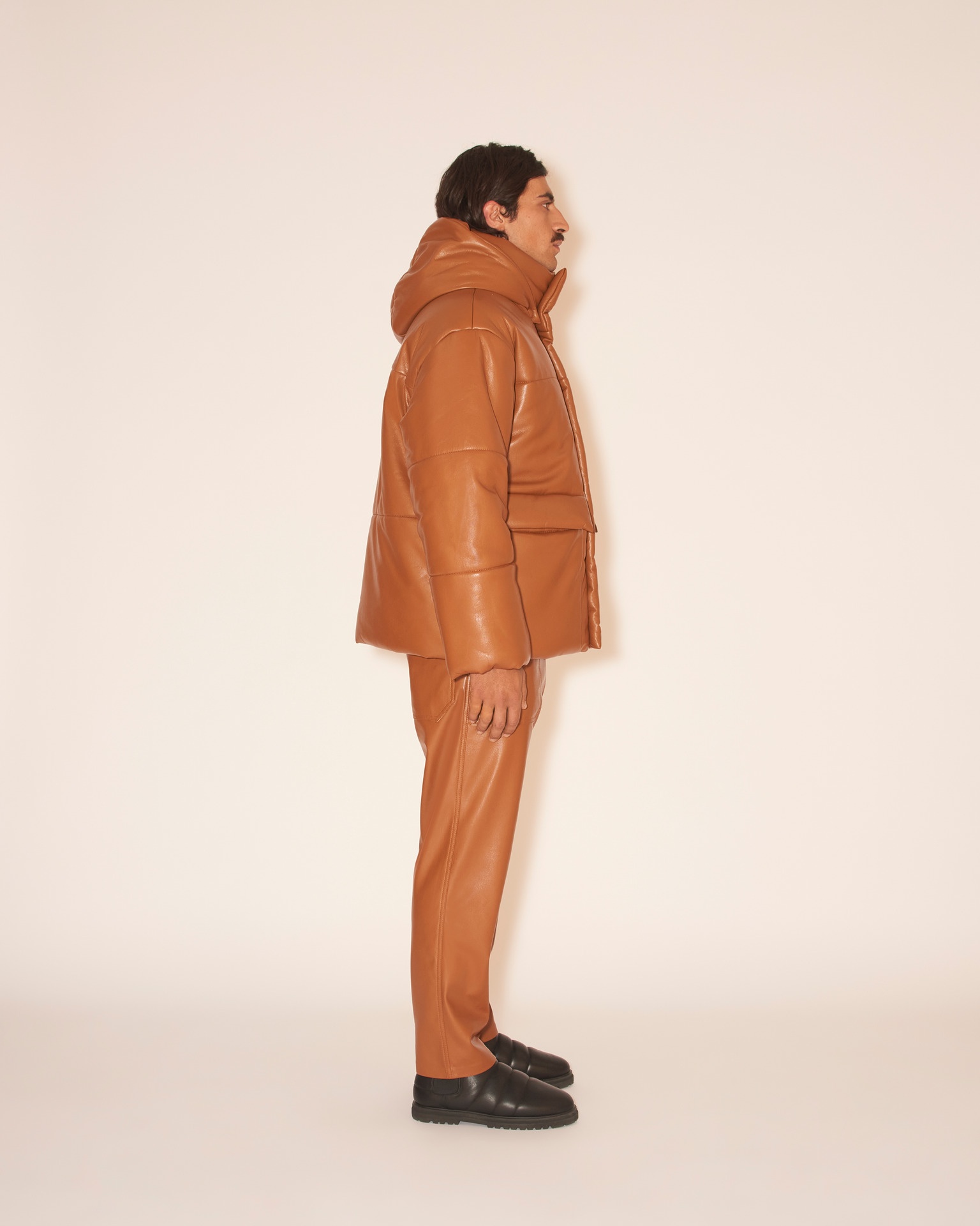 HIDE MENS - OKOBOR™ alt-leather puffer jacket - Tobacco - 5