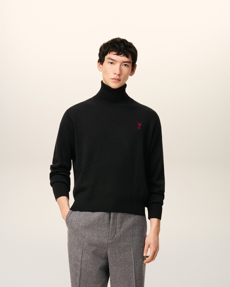 AMI Paris BLACK WOOL AMI DE COEUR TURTLE NECK SWEATER outlook