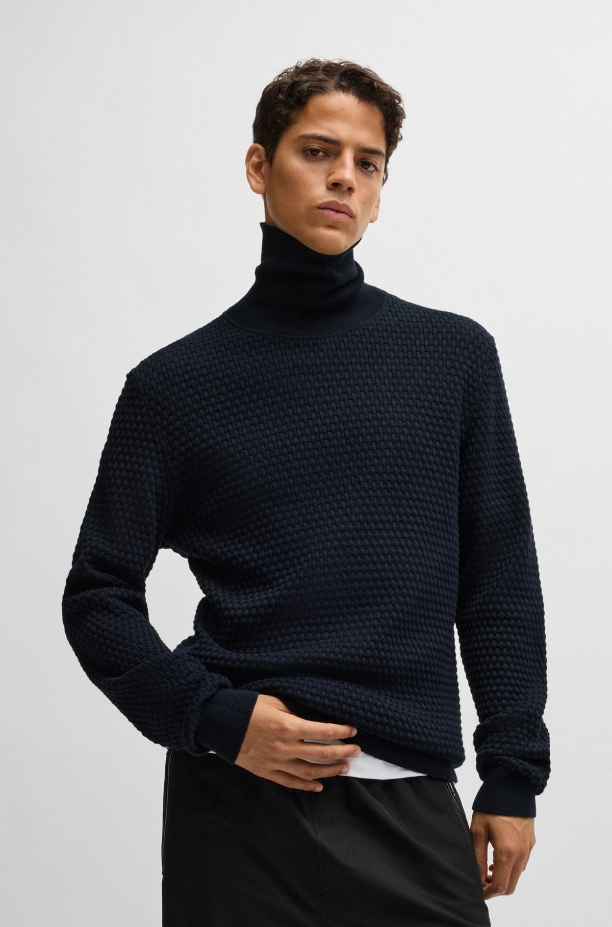 STRUCTURED-KNIT ROLLNECK SWEATER IN COTTON - 2