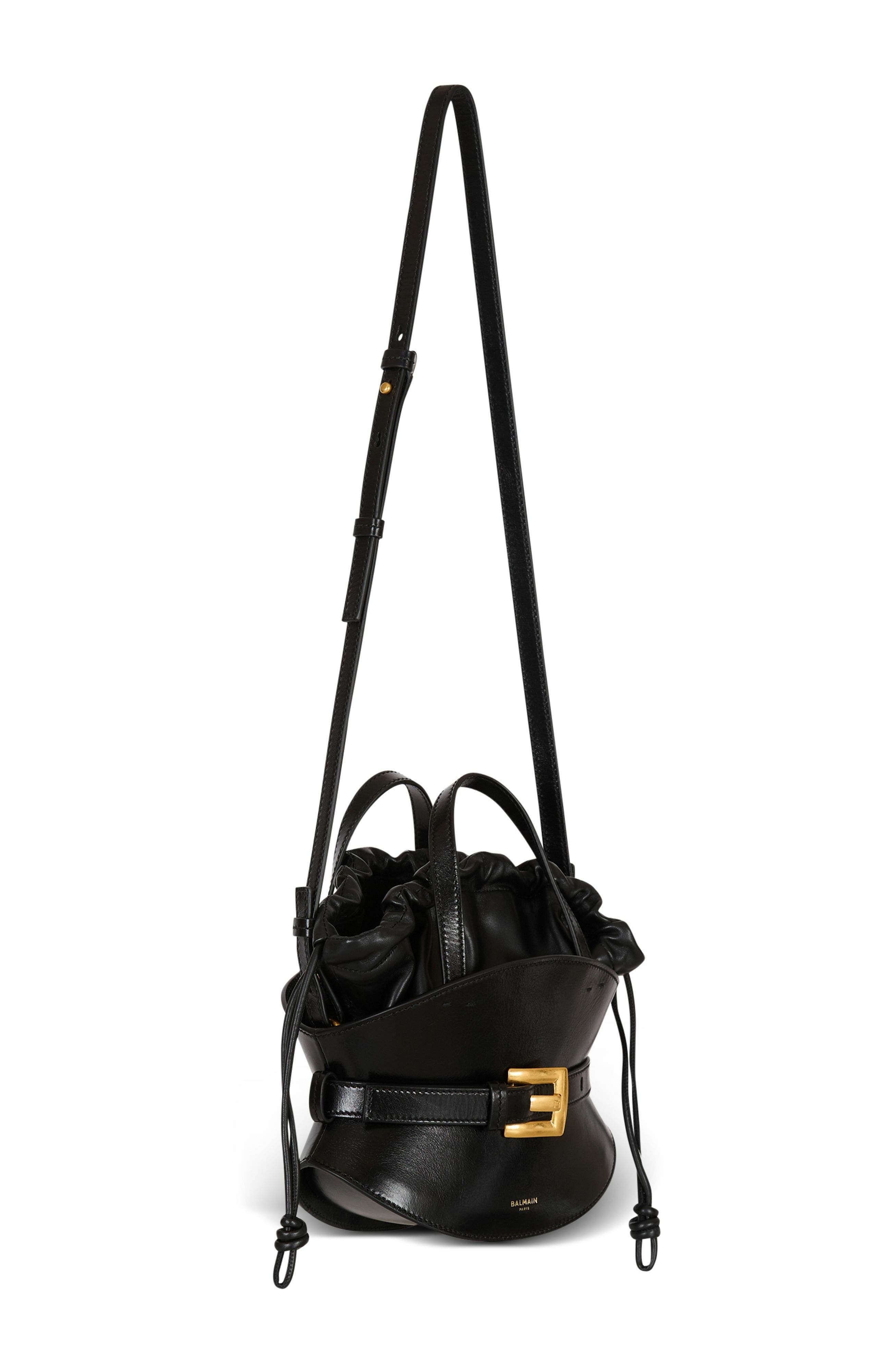 Balmain Shuffle Mini bag in leather in Black at Nordstrom - 4