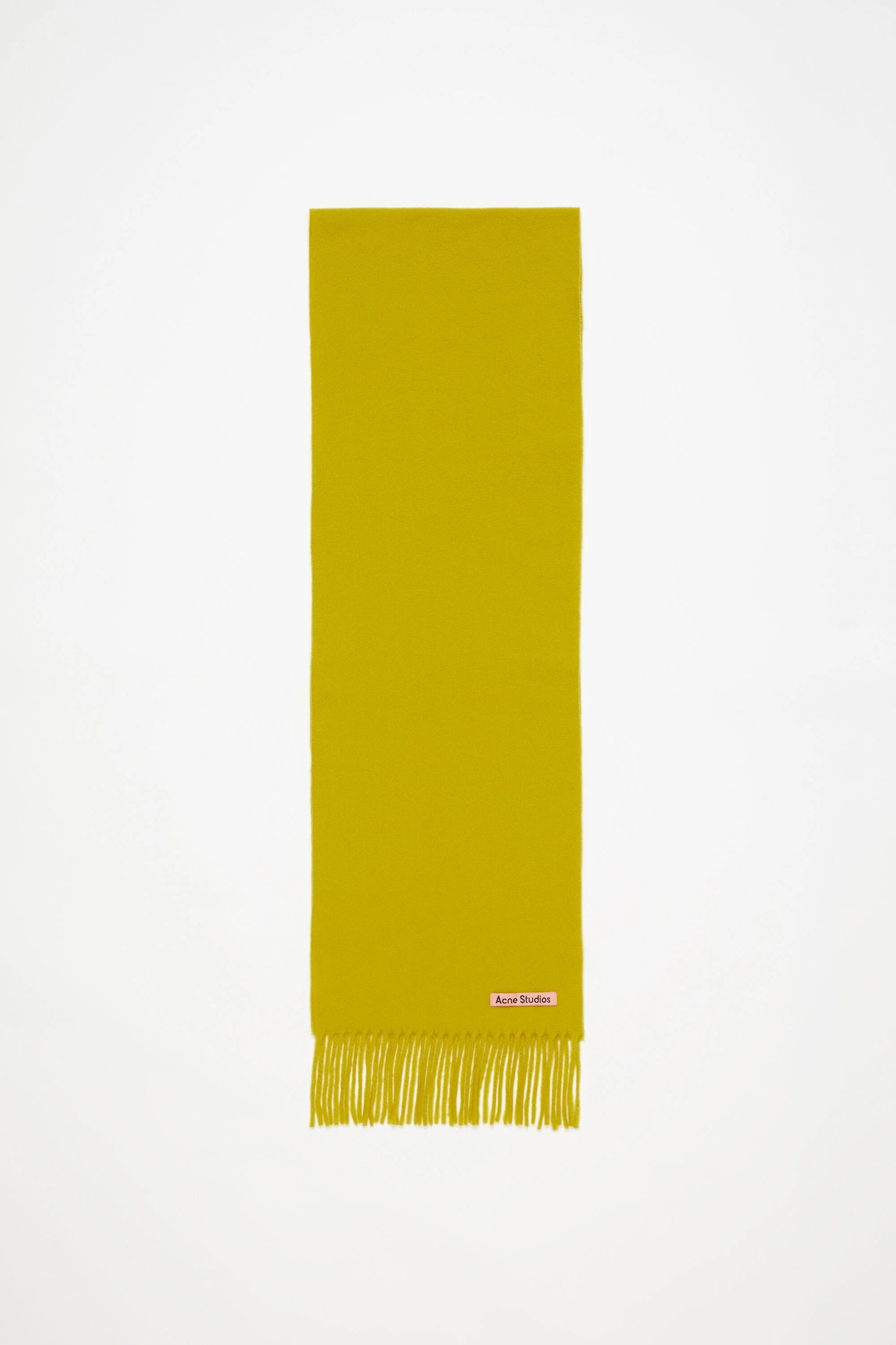 Fringe wool scarf - skinny - Acid yellow - 1