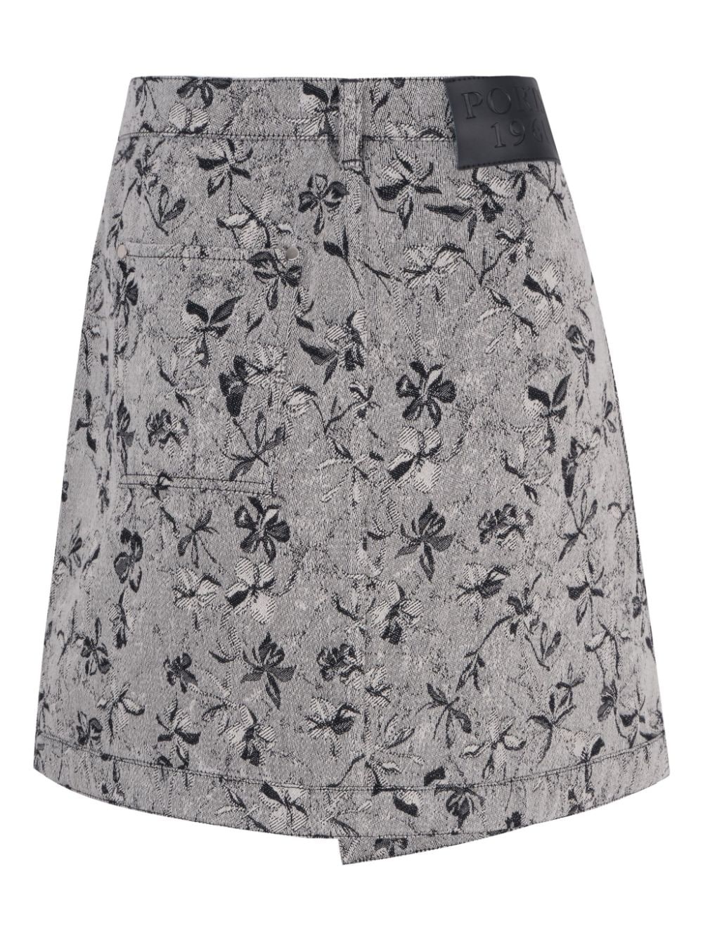 floral-jacquard denim skirt - 5