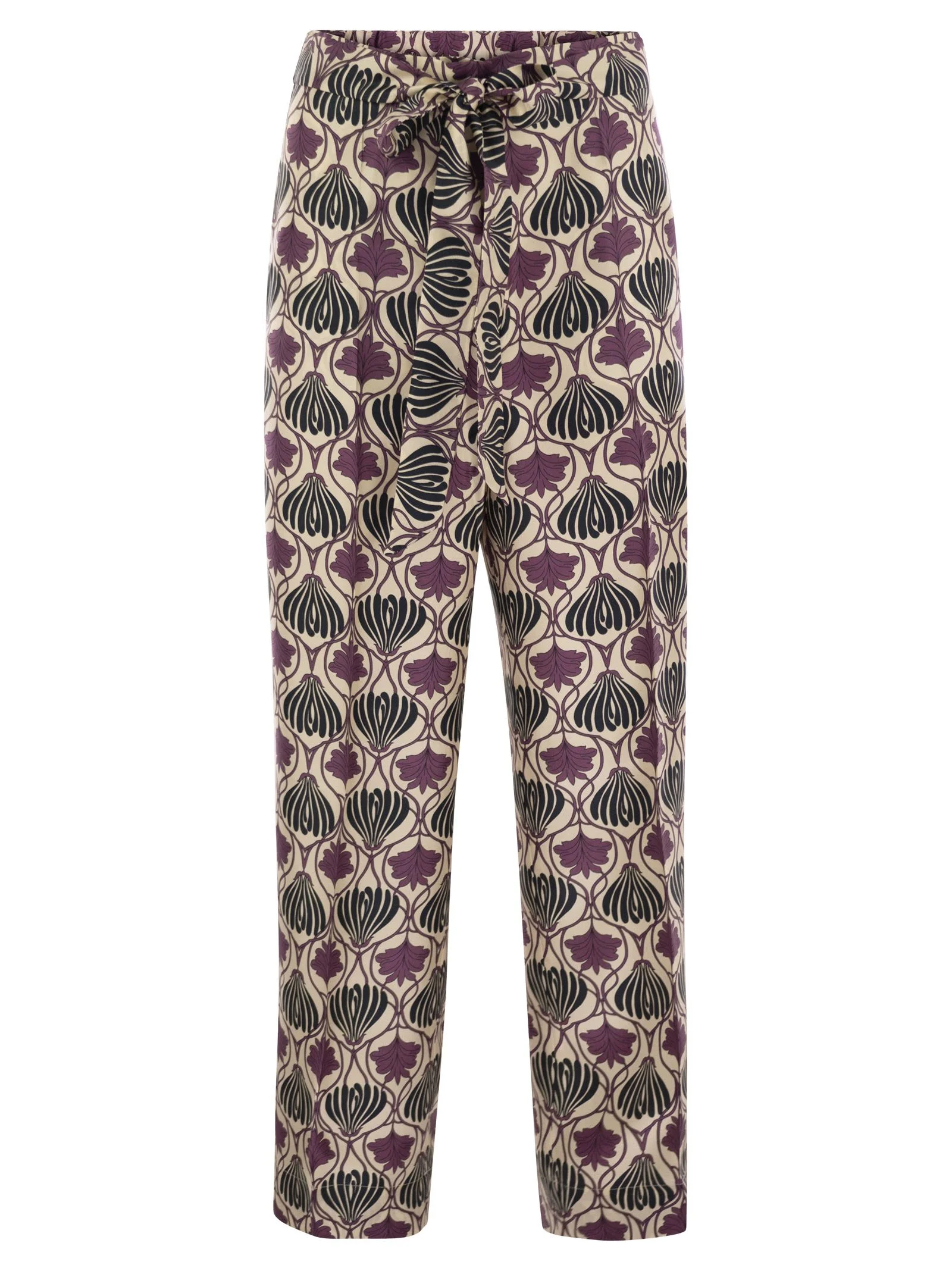 S Maxmara Women Timec - Printed Silk Fluid Trousers - 1