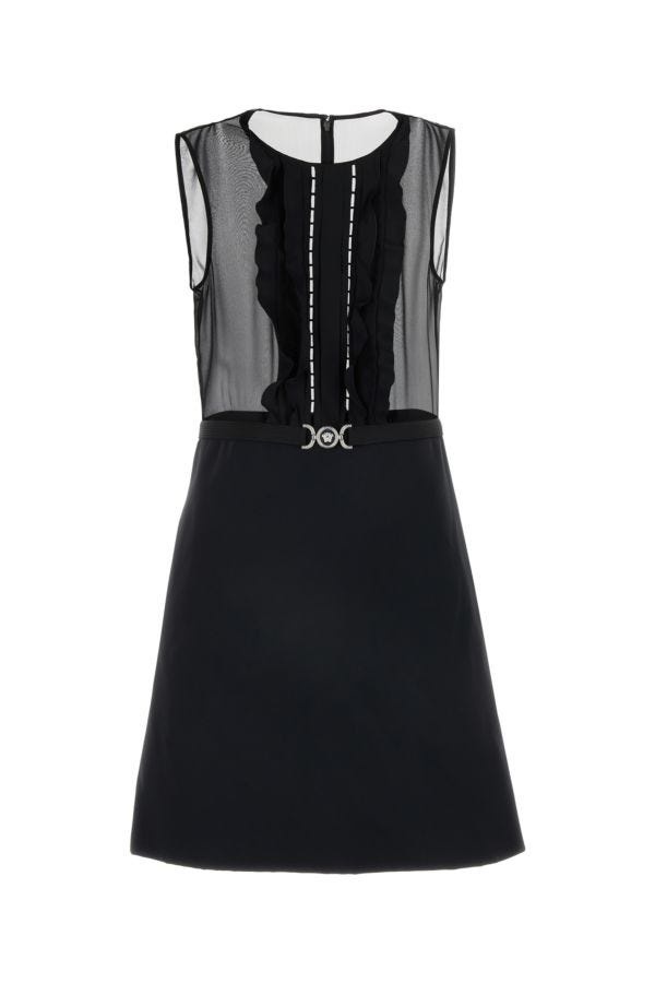 Versace Woman Black Georgette Mini Dress - 1