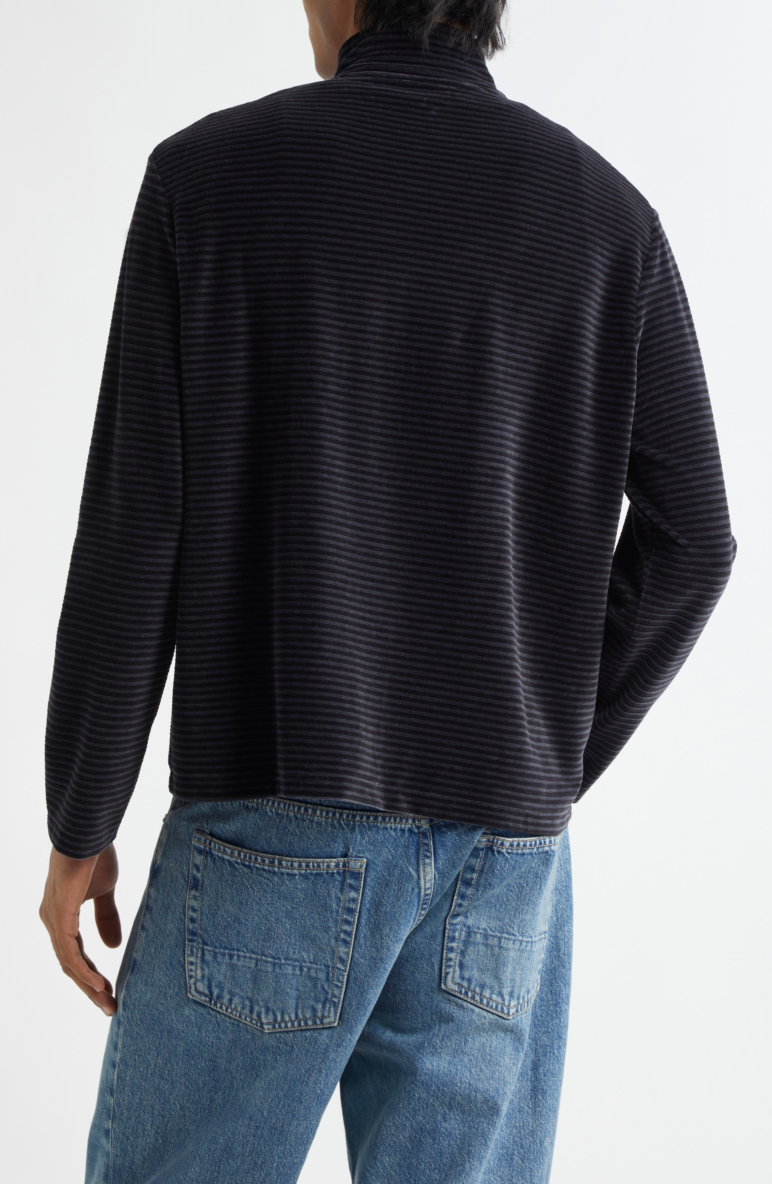 OUR LEGACY Phantom Stripe Shrunken Velour Zip Jacket in Phantom Stripe Velour at Nordstrom - 2