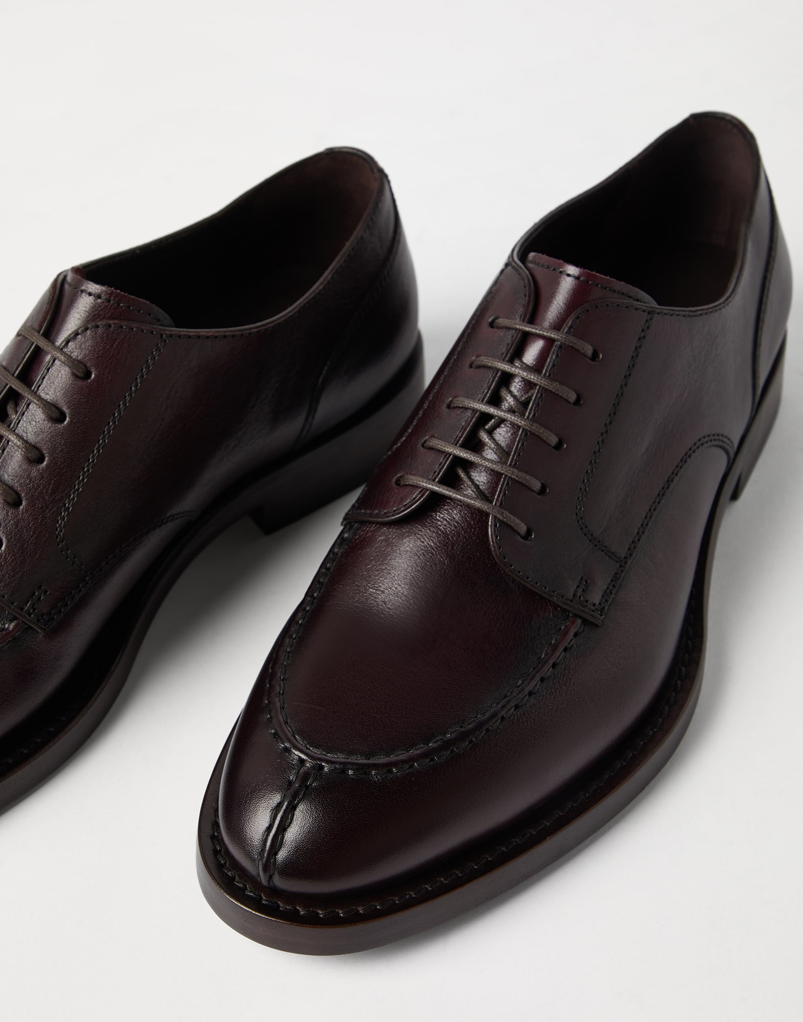 Burnished calfskin derbys - 3