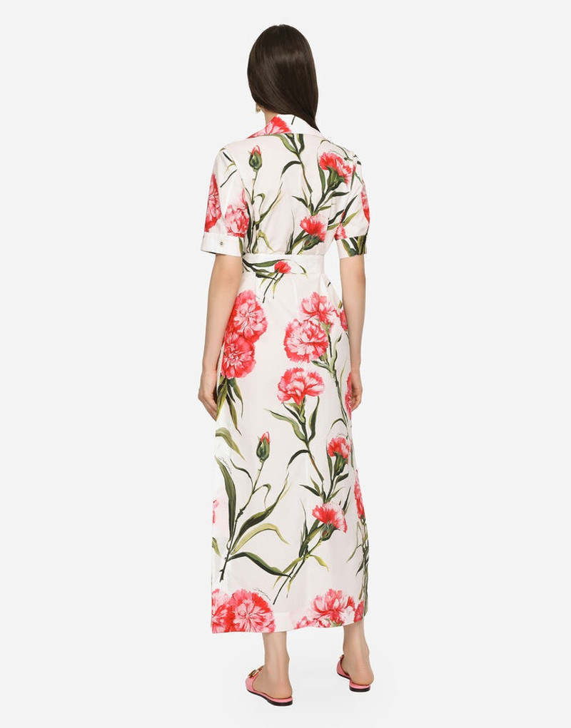 Carnation-print poplin shirt dress 5