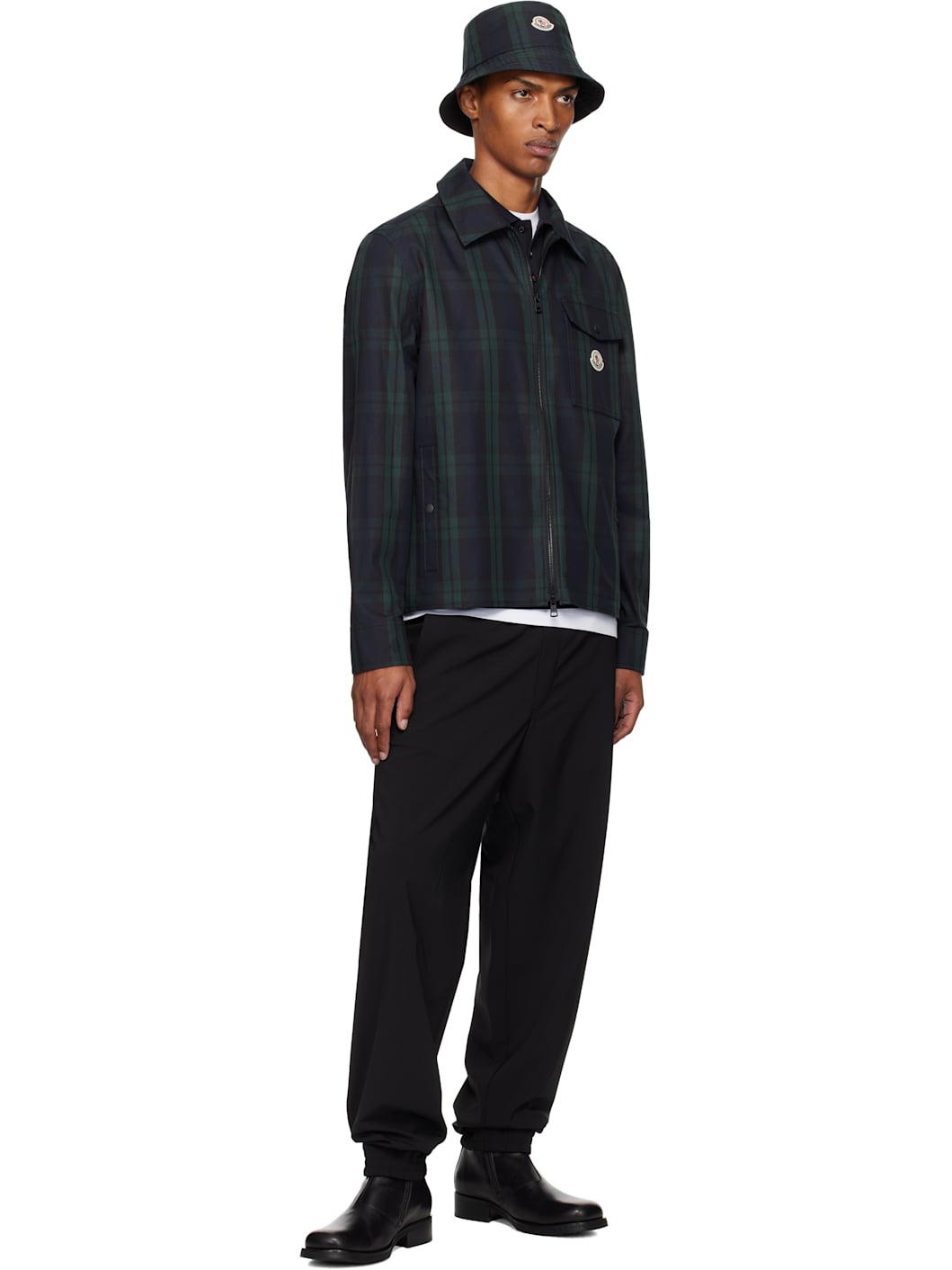Black & Green Checked Cotton Gabardine Shirt - 4
