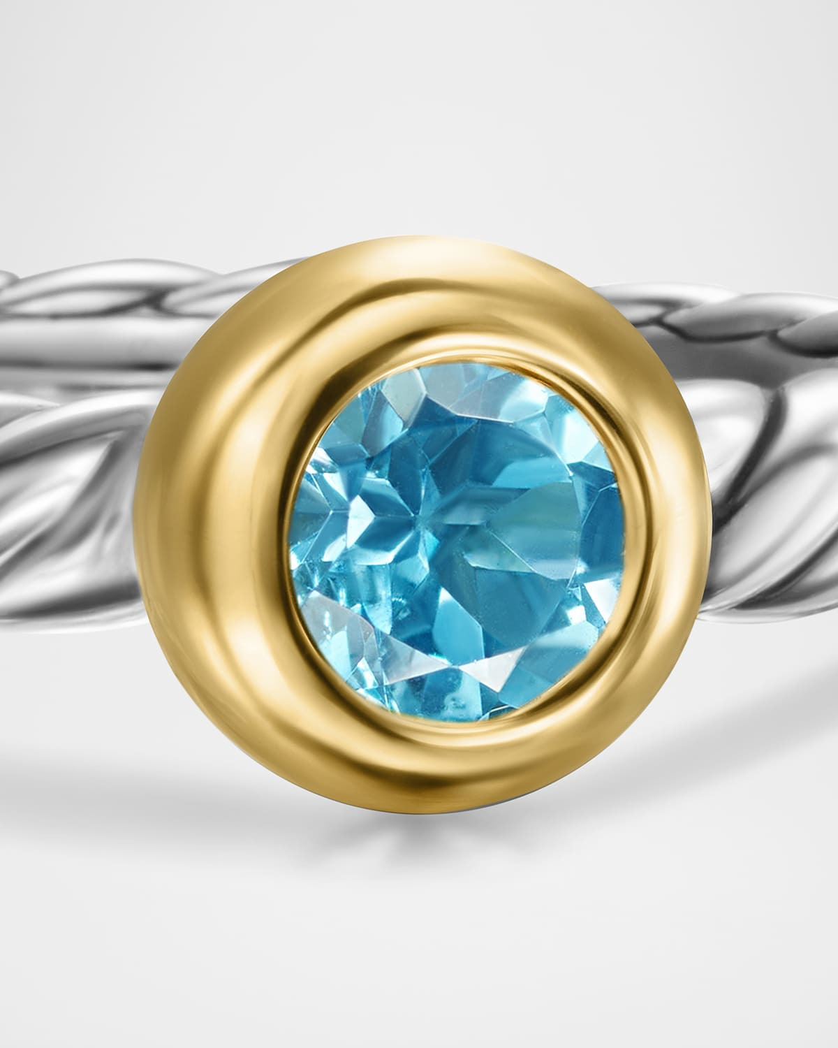 Cable Flex Ring with Gemstone in Silver and 14K Gold, 2.8mm - 5