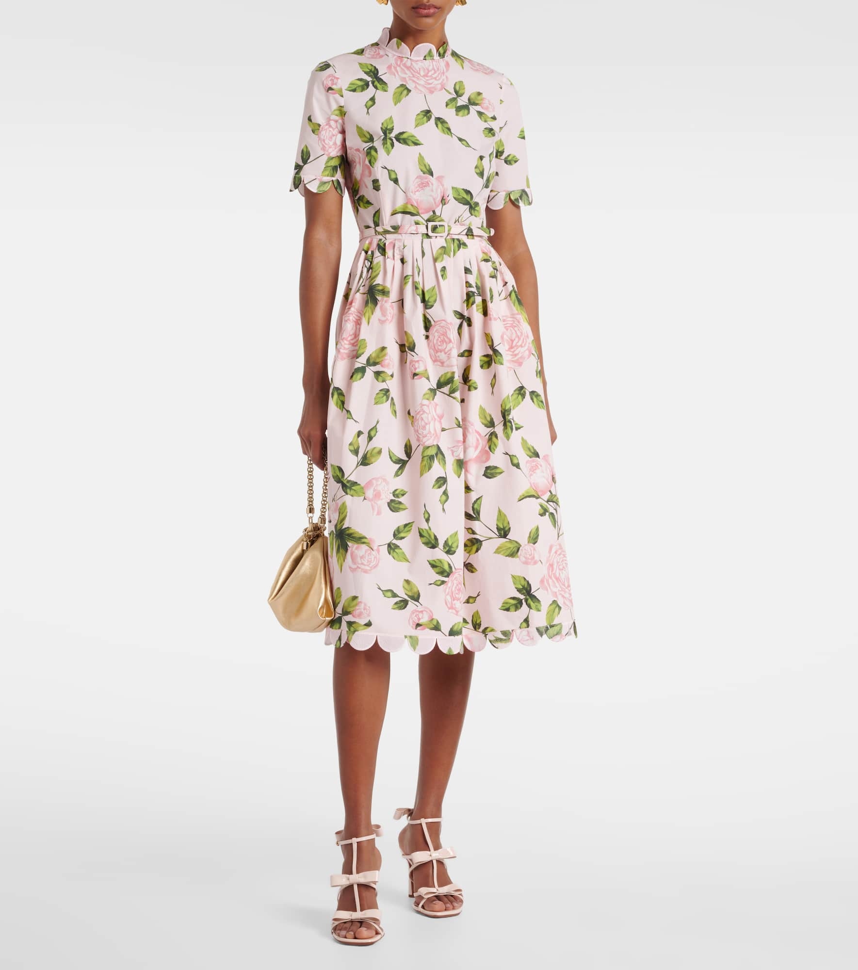Floral cotton-blend poplin midi dress - 2