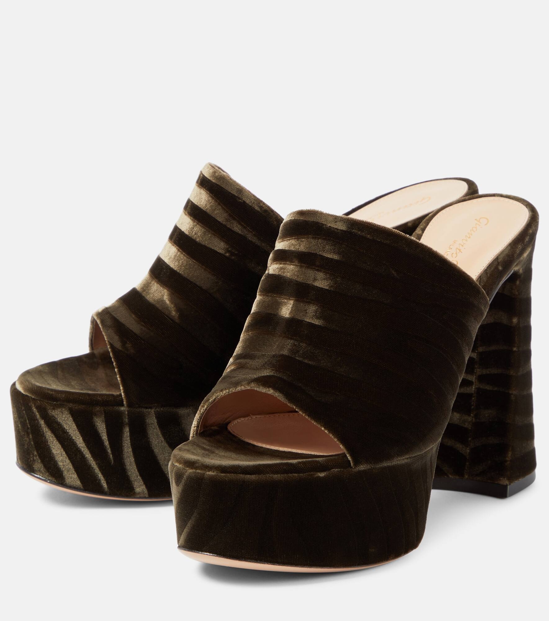 Zebra-print platform mules - 5