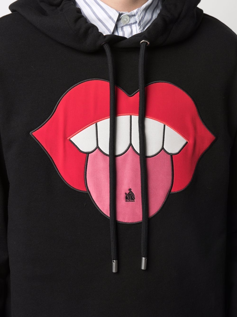 mouth patch drawstring hoodie - 5