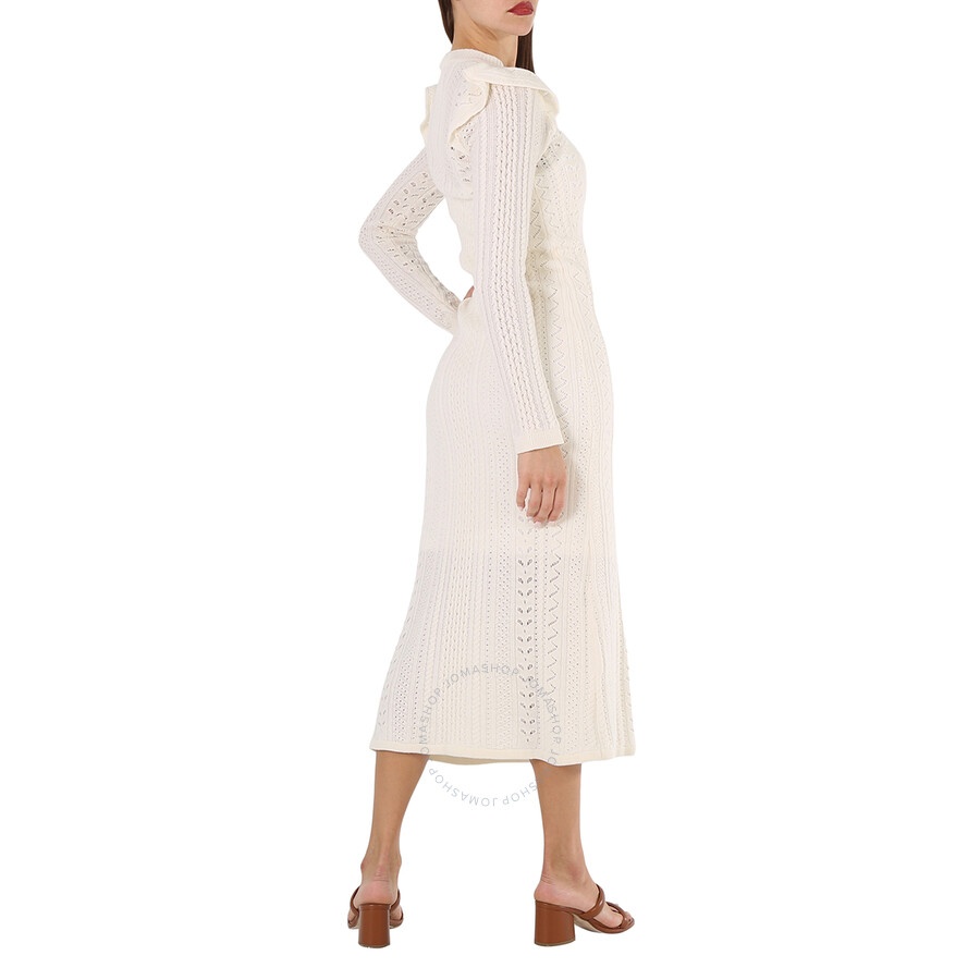 Chloe Ladies Snow White Wool Cash Knit Dress - 3