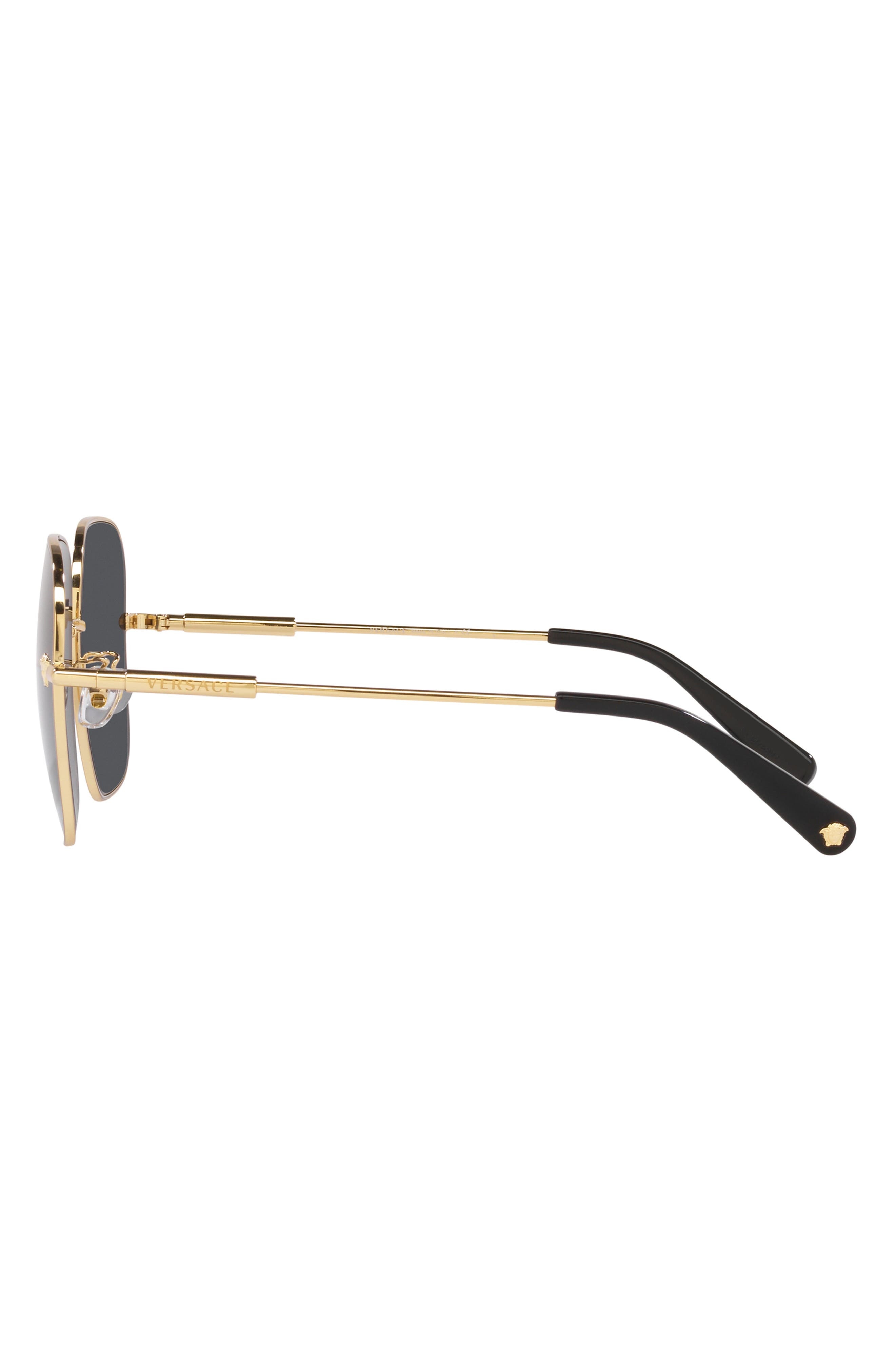 Versace 59mm Square Sunglasses in Dark Grey/Gold at Nordstrom - 3