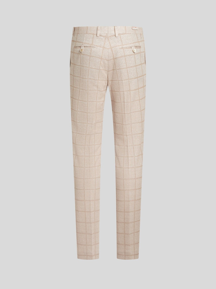 CHECK LINEN-BLEND TROUSERS - 5
