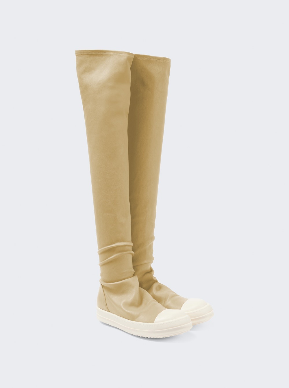 High Sock Denim Sneaks Parchment And Milk - 3